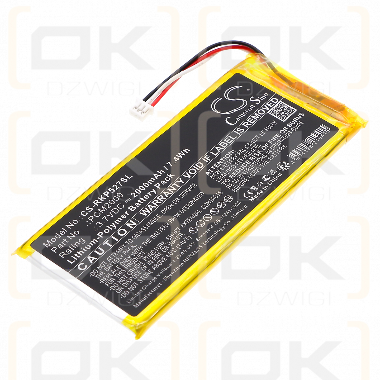 Ring Alarm Keypad / PCM2000 2000 mAh Li-Polymer 3,7 V (Cameron Sino)