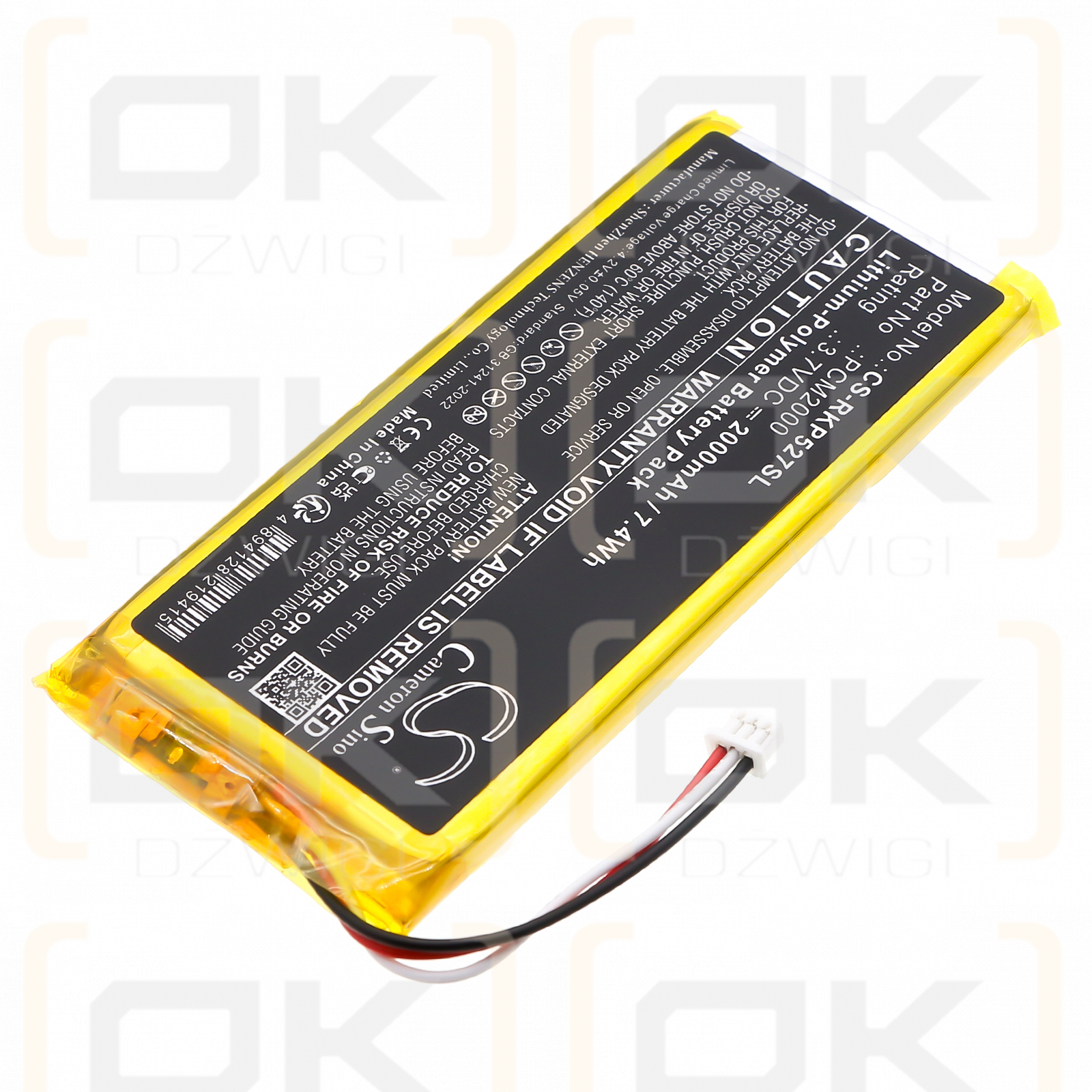 Ring Alarm Keypad / PCM2000 2000 mAh Li-Polymer 3,7 V (Cameron Sino)