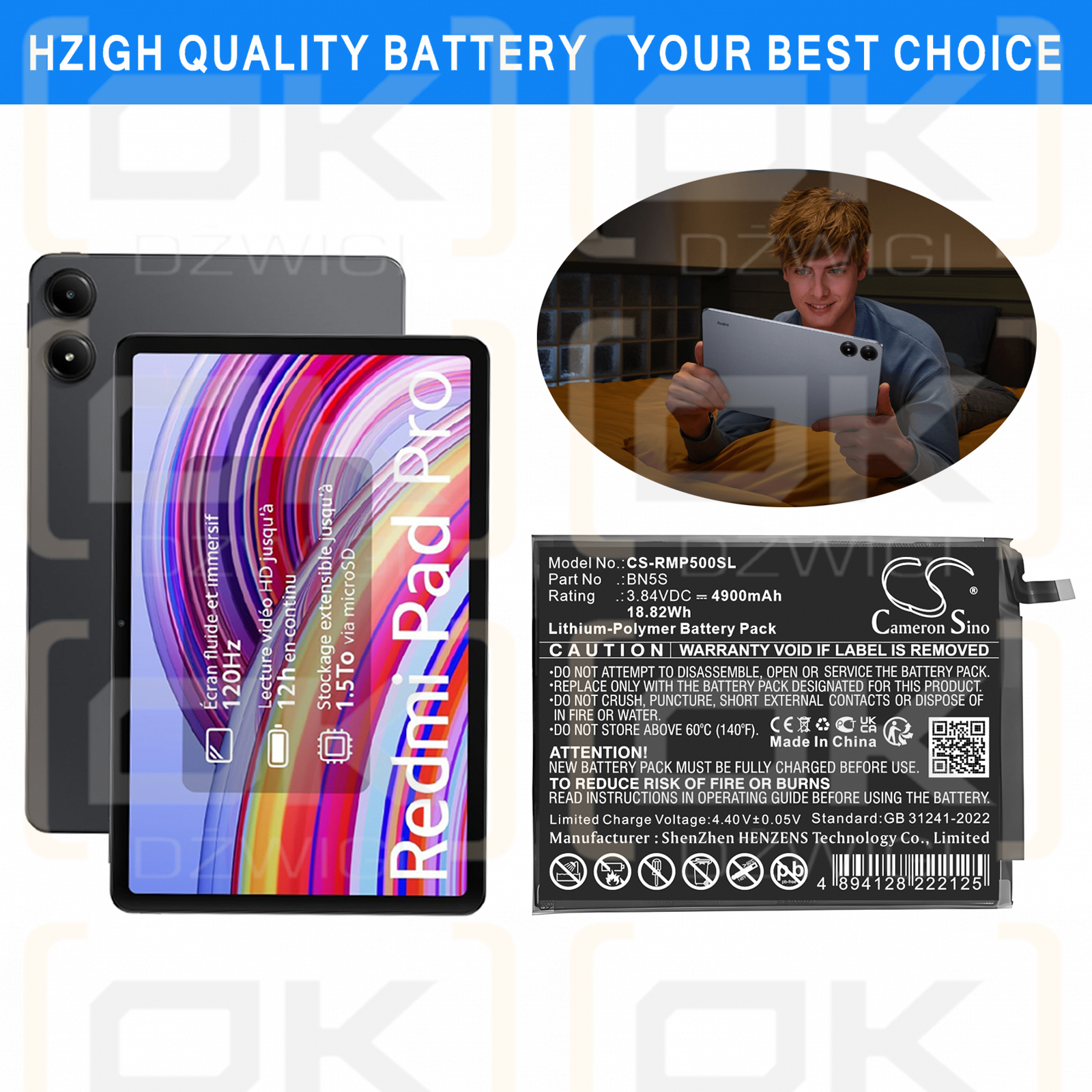 Redmi Pad Pro / BN5S 4900mAh Li-Polymer 3.84V (Cameron Sino)