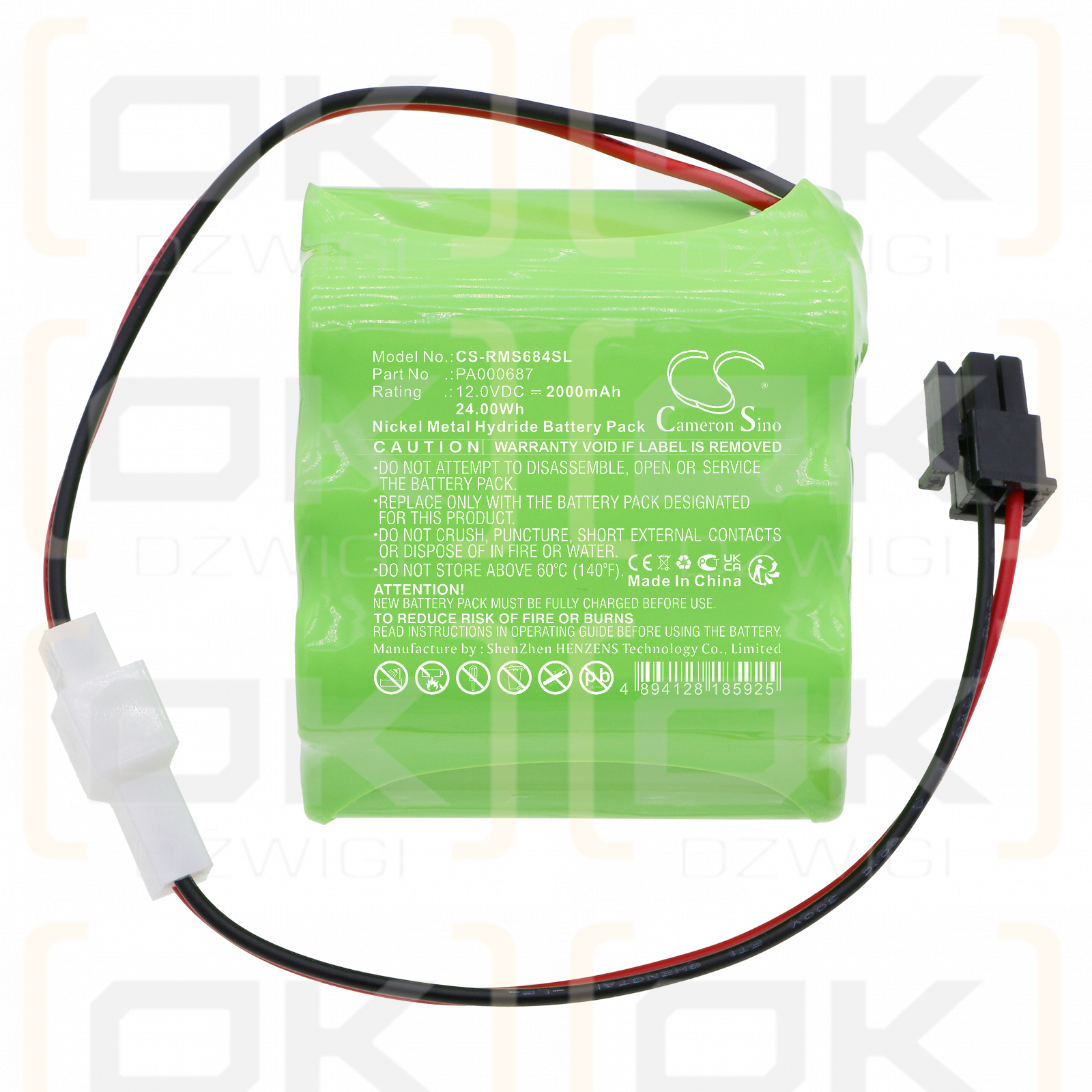 Roma Rollladen-Verschluss / PA000687 2000 mAh Ni-MH 12,0 V (Cameron Sino)