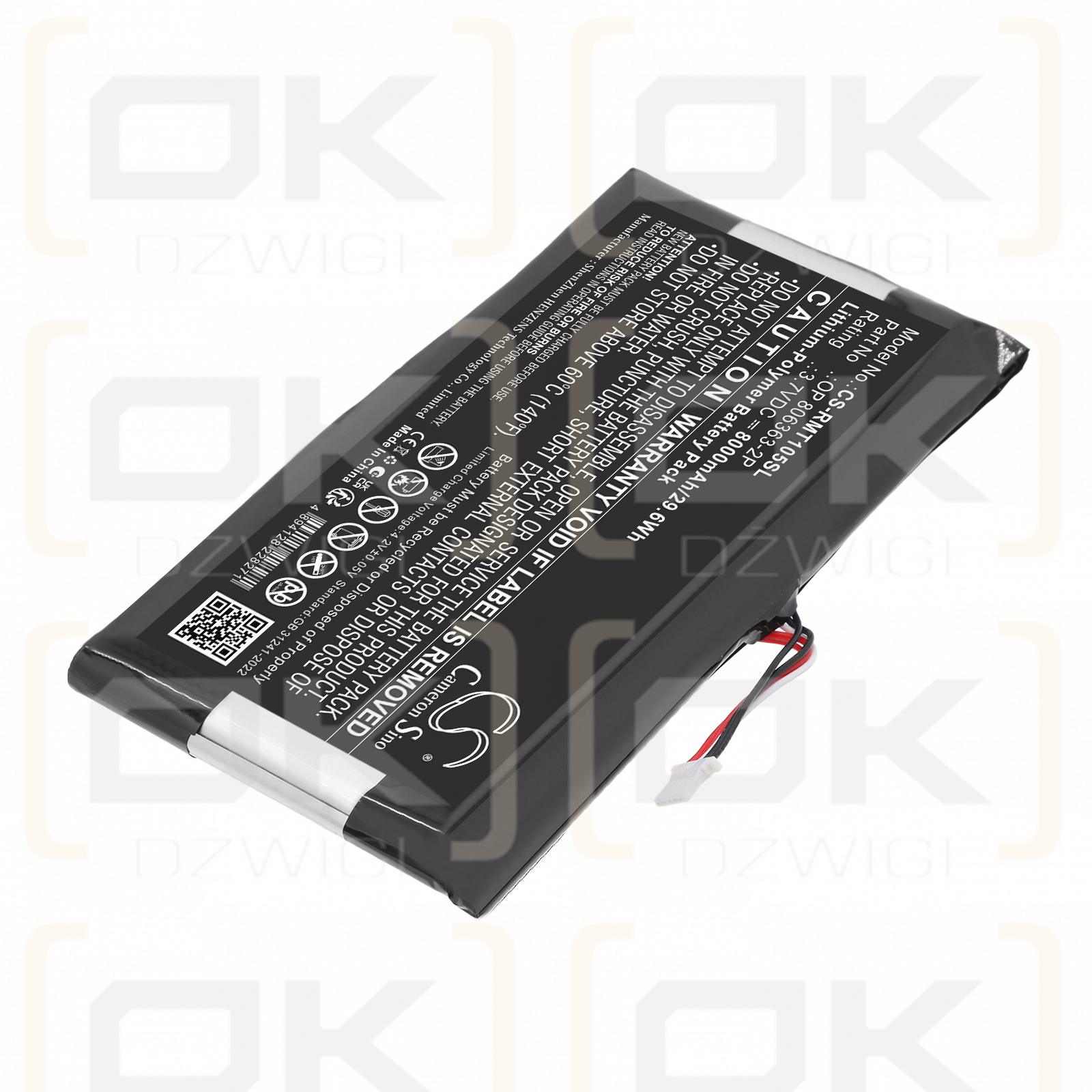 Сменный аккумулятор для RAND McNally TND-1050 / OP 806363-2P 8000 мАч литий-полимерный 3,7 В (Cameron Sino)