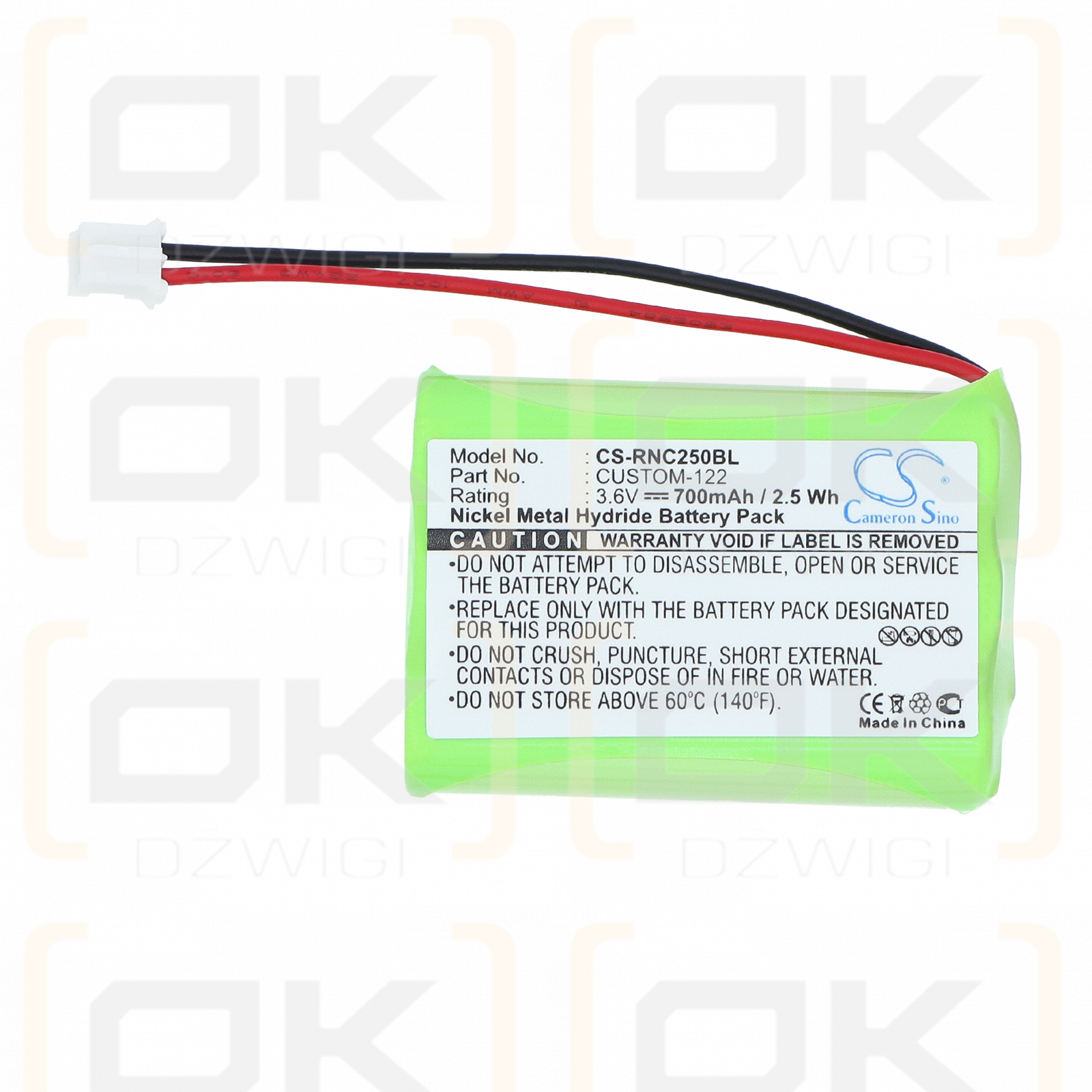 Resistacap Inc N250AAAF3WL / CUSTOM-122 700 mAh Ni-MH 3.6 V (Cameron Sino)