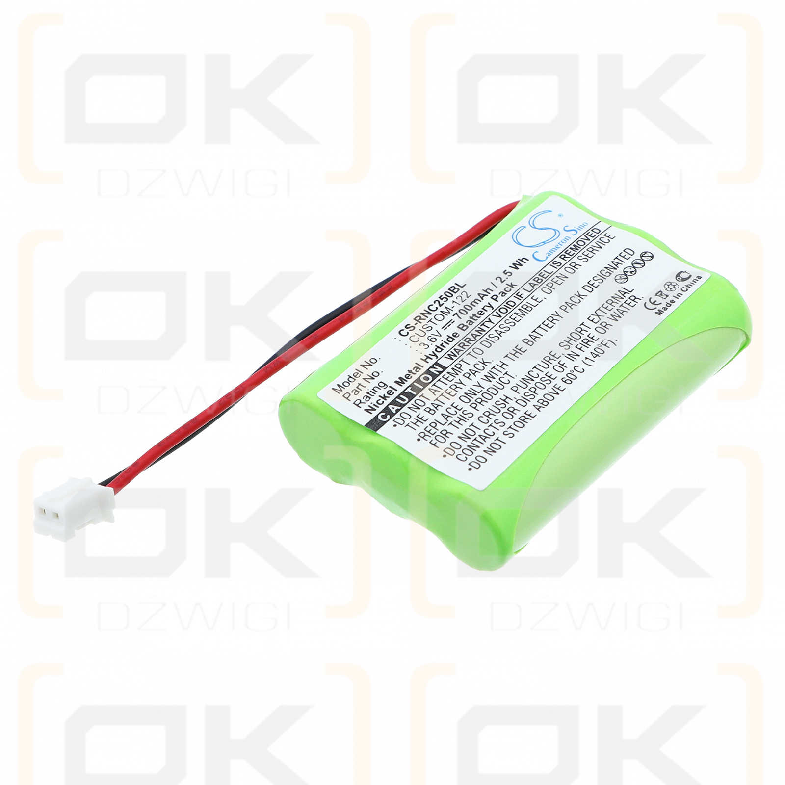 Resistacap Inc N250AAAF3WL / CUSTOM-122 700 mAh Ni-MH 3.6 V (Cameron Sino)