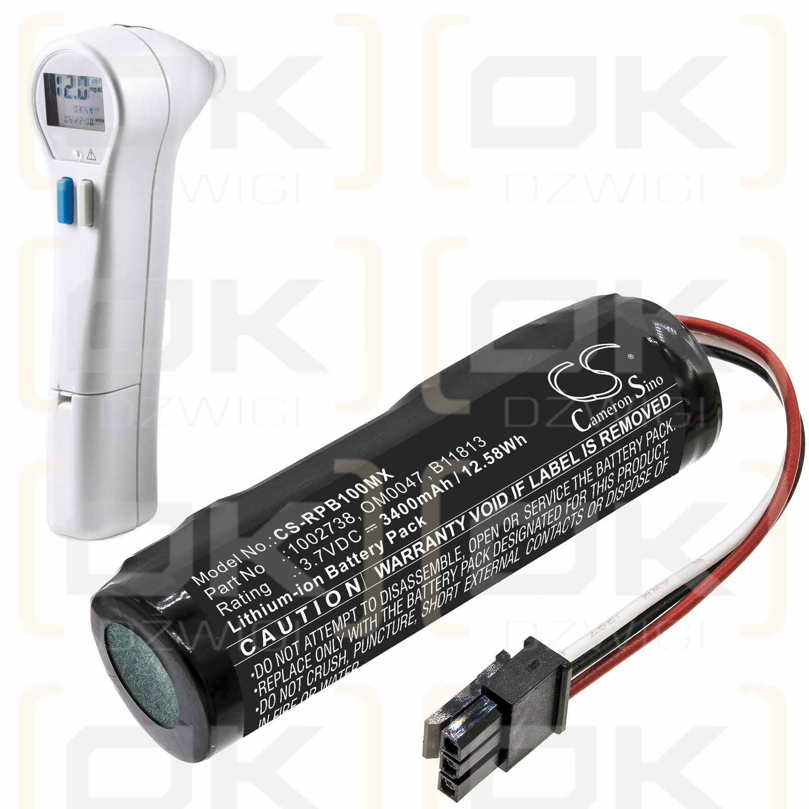 Analizador de bilirrubina no invasivo Philips BiliChek / 1002738 3400mAh Li-ion 3.7V (Cameron Sino)