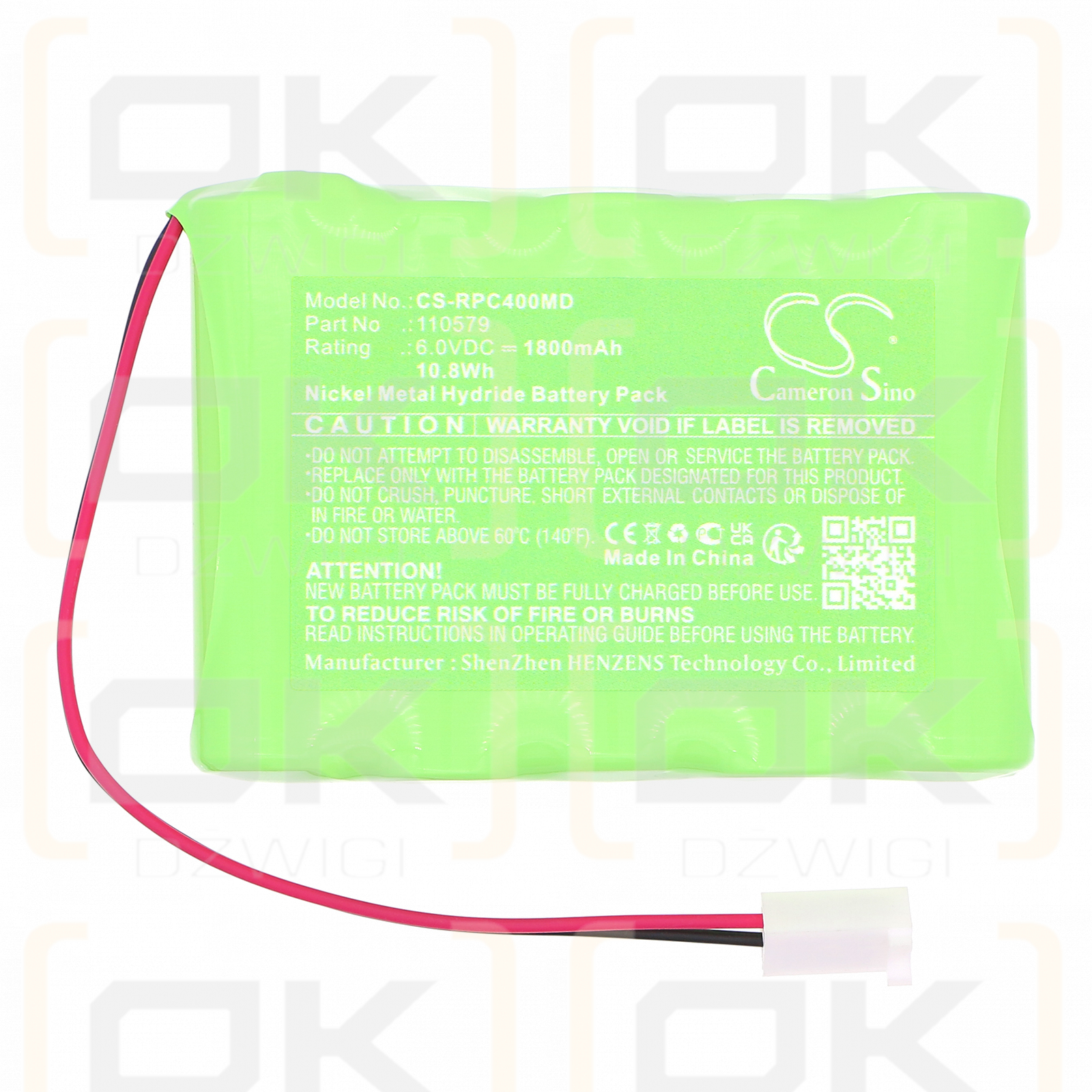 Respironics Whisperflow / 110579 1800mAh Ni-MH 6.0V (Cameron Sino)
