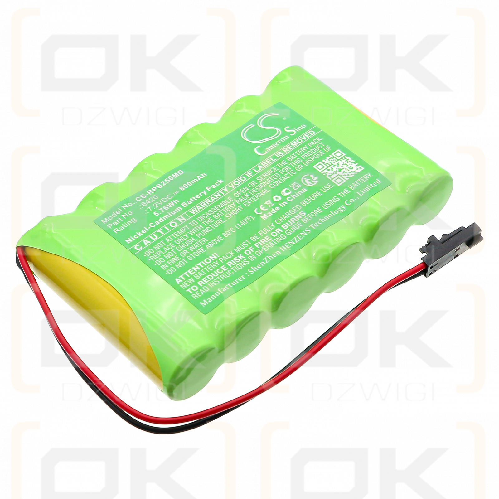 Grabadora inteligente Respironics 2500 / 6420 800 mAh Ni-CD 7,2 V (Cameron Sino)