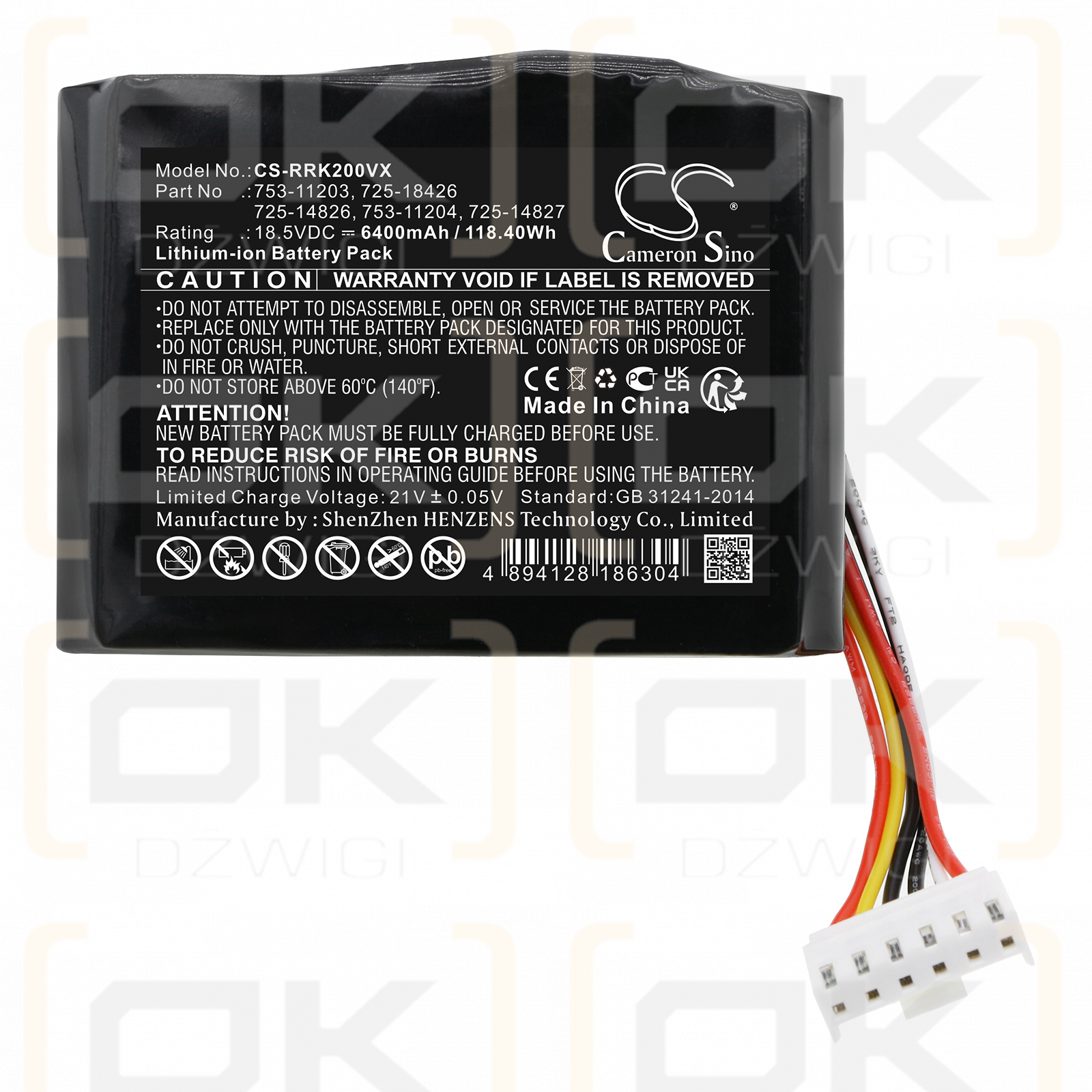 CubCadet XR5 1000 2021 / 753-11203 6400mAh Li-ion 18.5V (Cameron Sino)