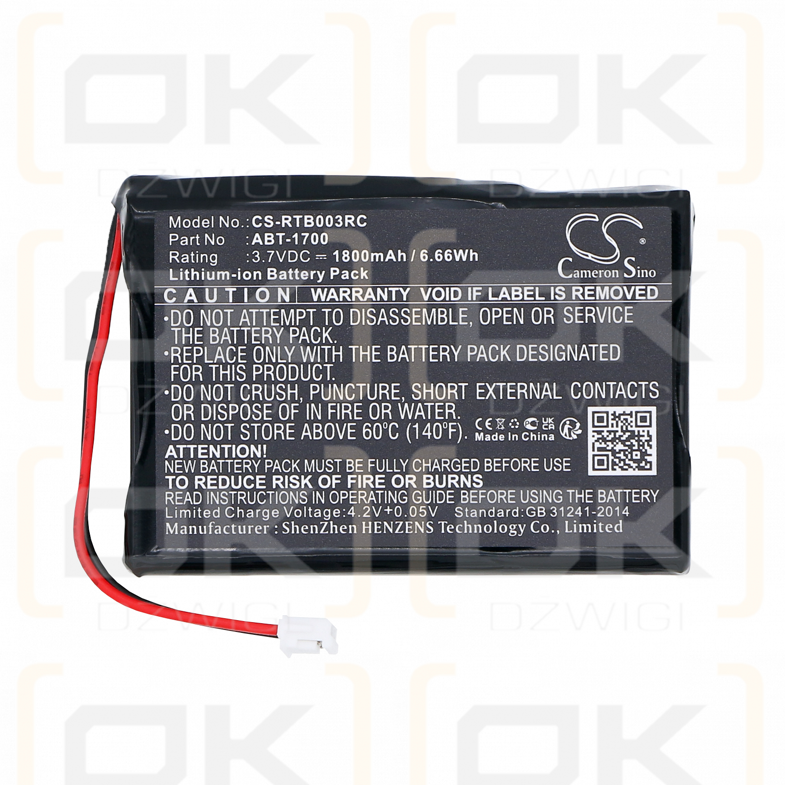 RTI T3-V+ / ATB-1700 1800 мАч Литий-ионный 3,7 В (Cameron Sino)