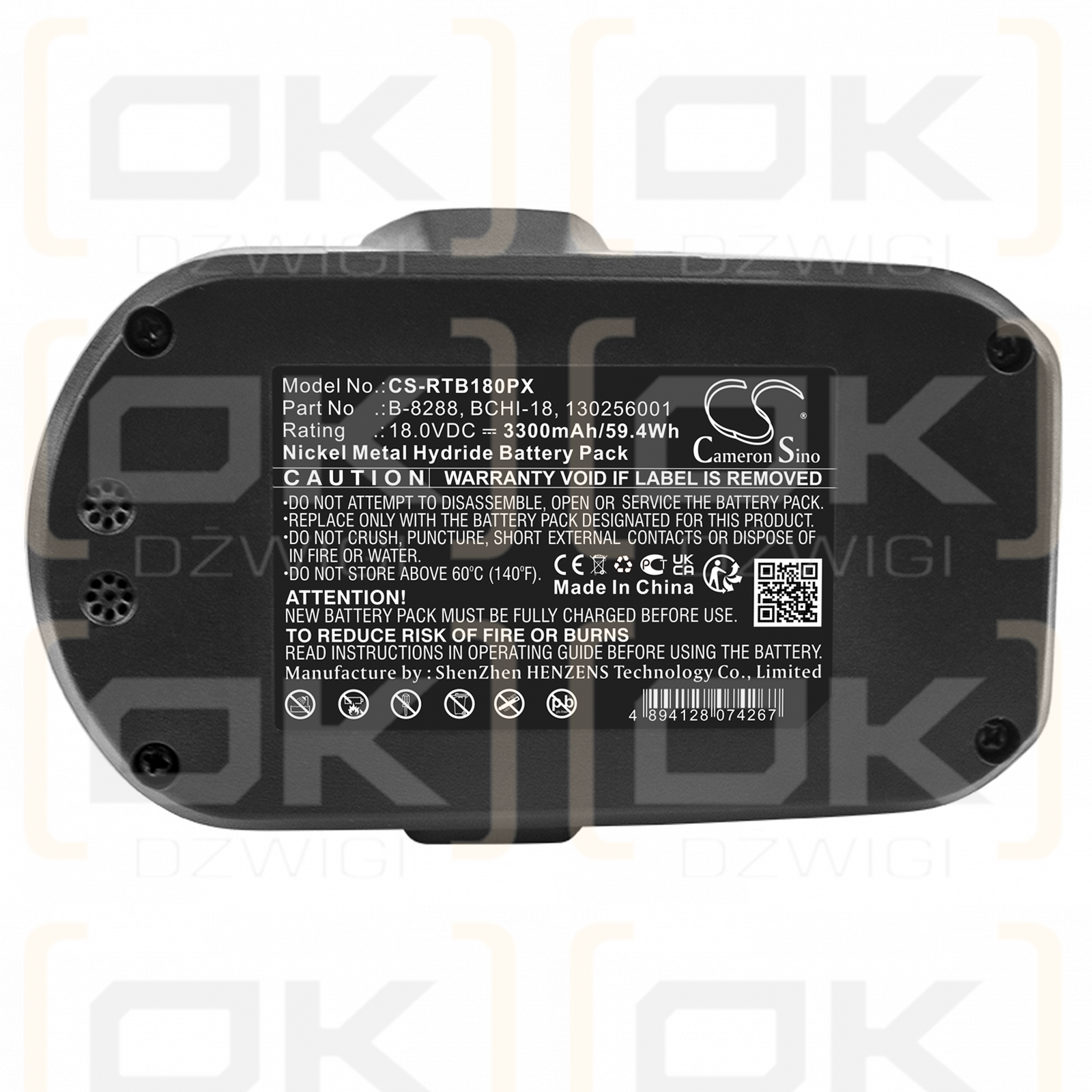 Ryobi CDL1802P4 / B-8288 3300 mAh Ni-MH 18,0 V (Cameron Sino)