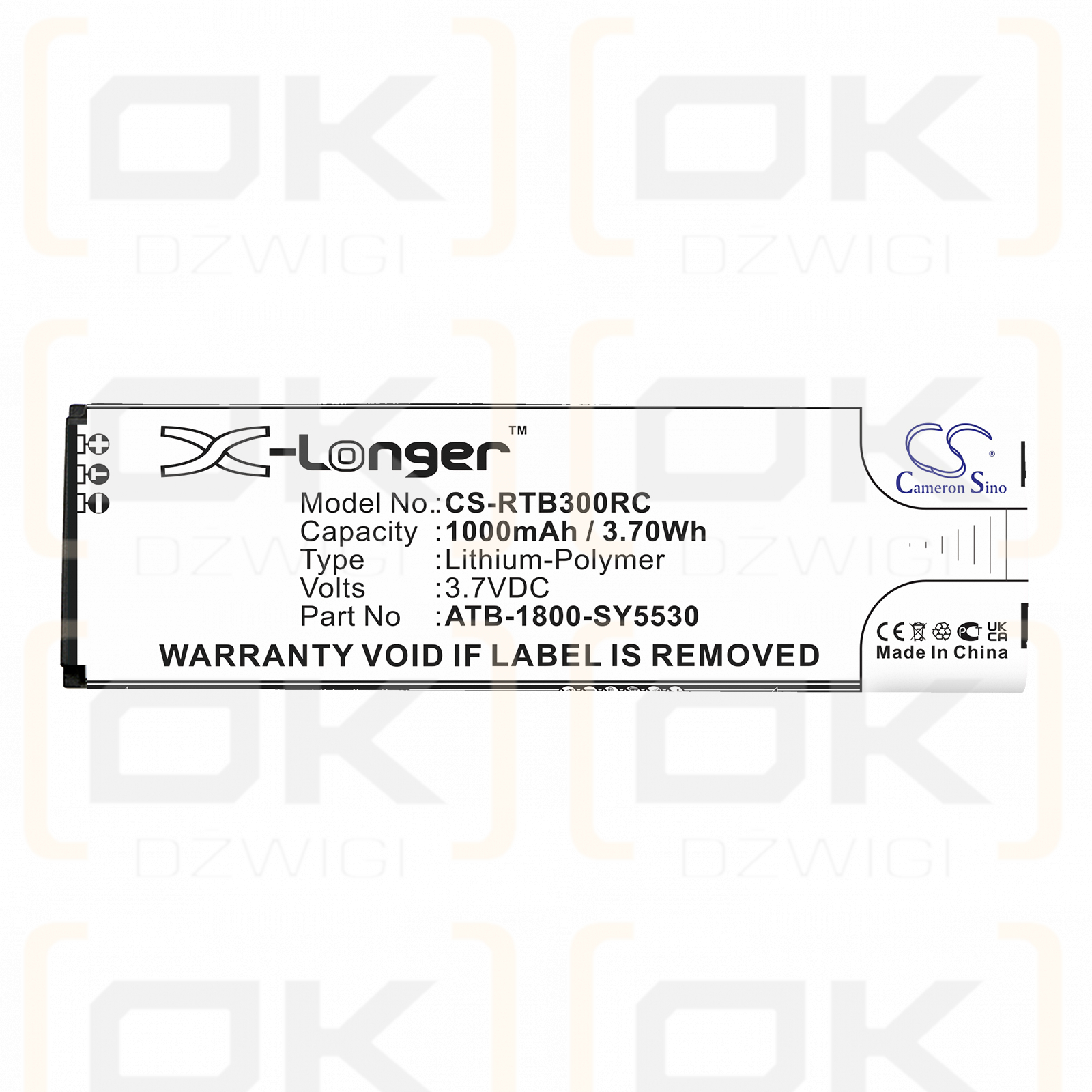 RTI T4x / ATB-1800-SY5530 1000mAh Li-Polímero 3.7V (Cameron Sino)