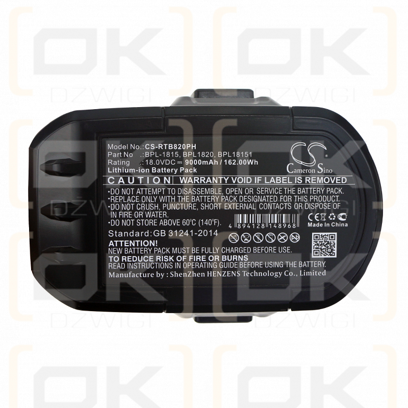 Ryobi P718 / BPL-1815 9000 mAh Li-Ion 18,0 V (Cameron Sino)