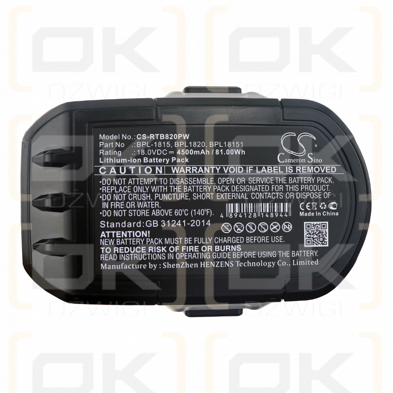 Ryobi P718 / BPL-1815 4500 mAh Li-Ion 18,0 V (Cameron Sino)