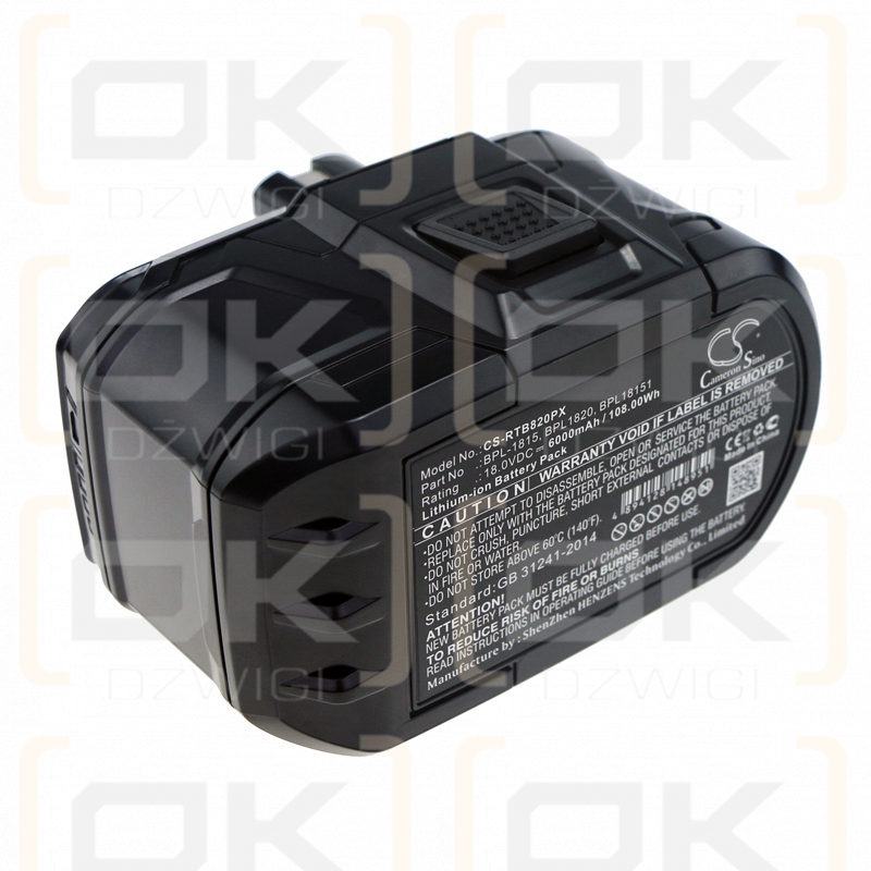 Ryobi P718 / BPL-1815 6000 mAh Li-Ion 18,0 V (Cameron Sino)