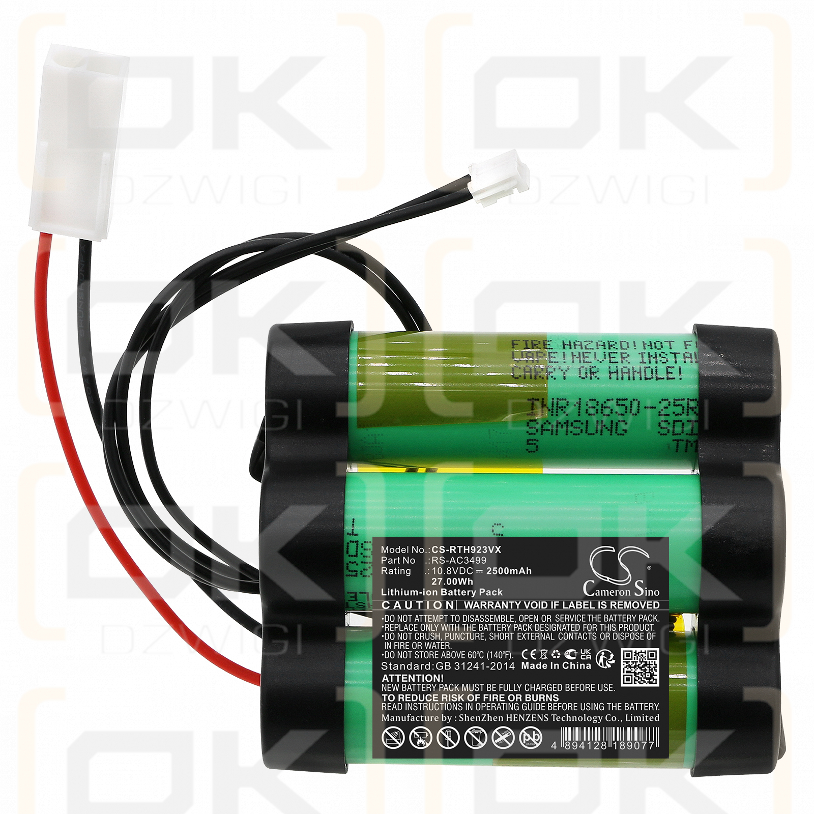 Rowenta AC923501/9AA / RS-AC3499 2500mAh Li-ion 10.8V (Cameron Sino)