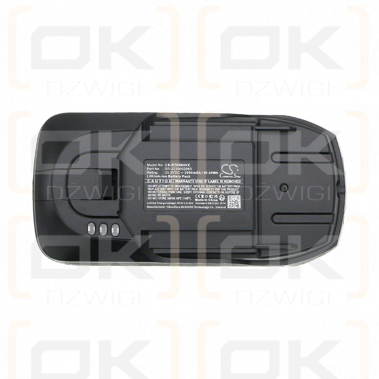 Replacement battery for Rowenta RH98COWO/4Q2 / SS-2230002965 2000 mAh Li-ion 25.2 V (Cameron Sino)