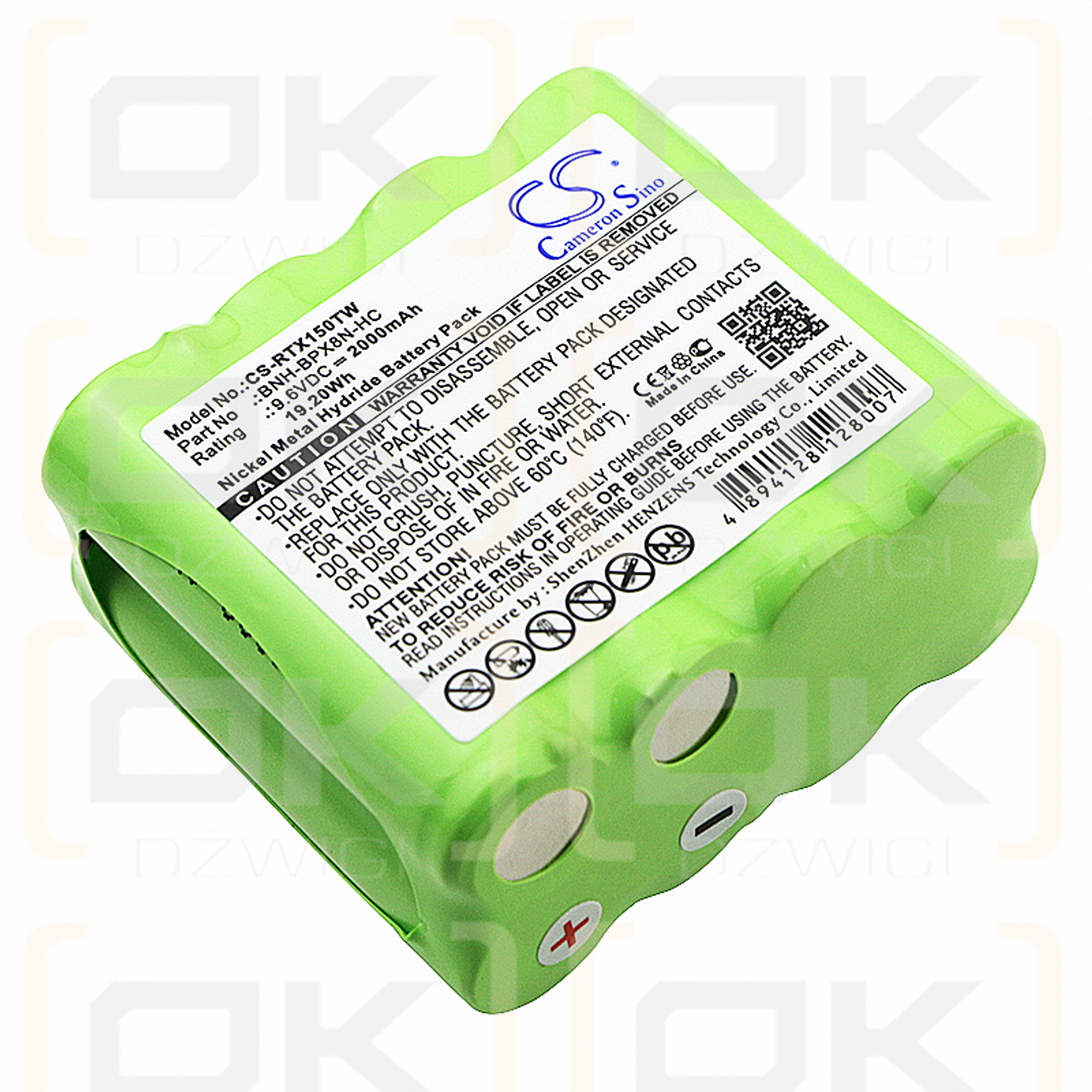 Ritron RTX450 / BNH-BPX8N-HC 2000mAh Ni-MH 9.6V (Cameron Sino)