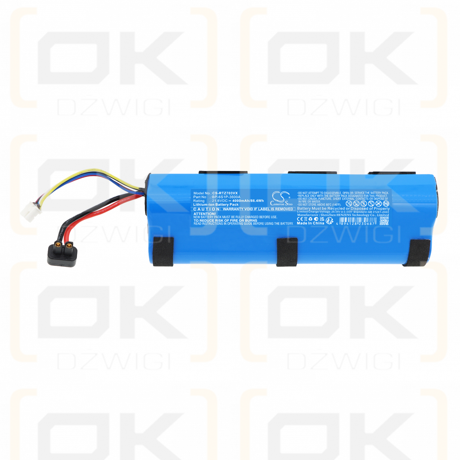 Bateria zamienna do Rowenta  X-Clean 10 /  BP-6S1P-3600A 4000 mAh Li-ion 21.6 V (Cameron Sino)