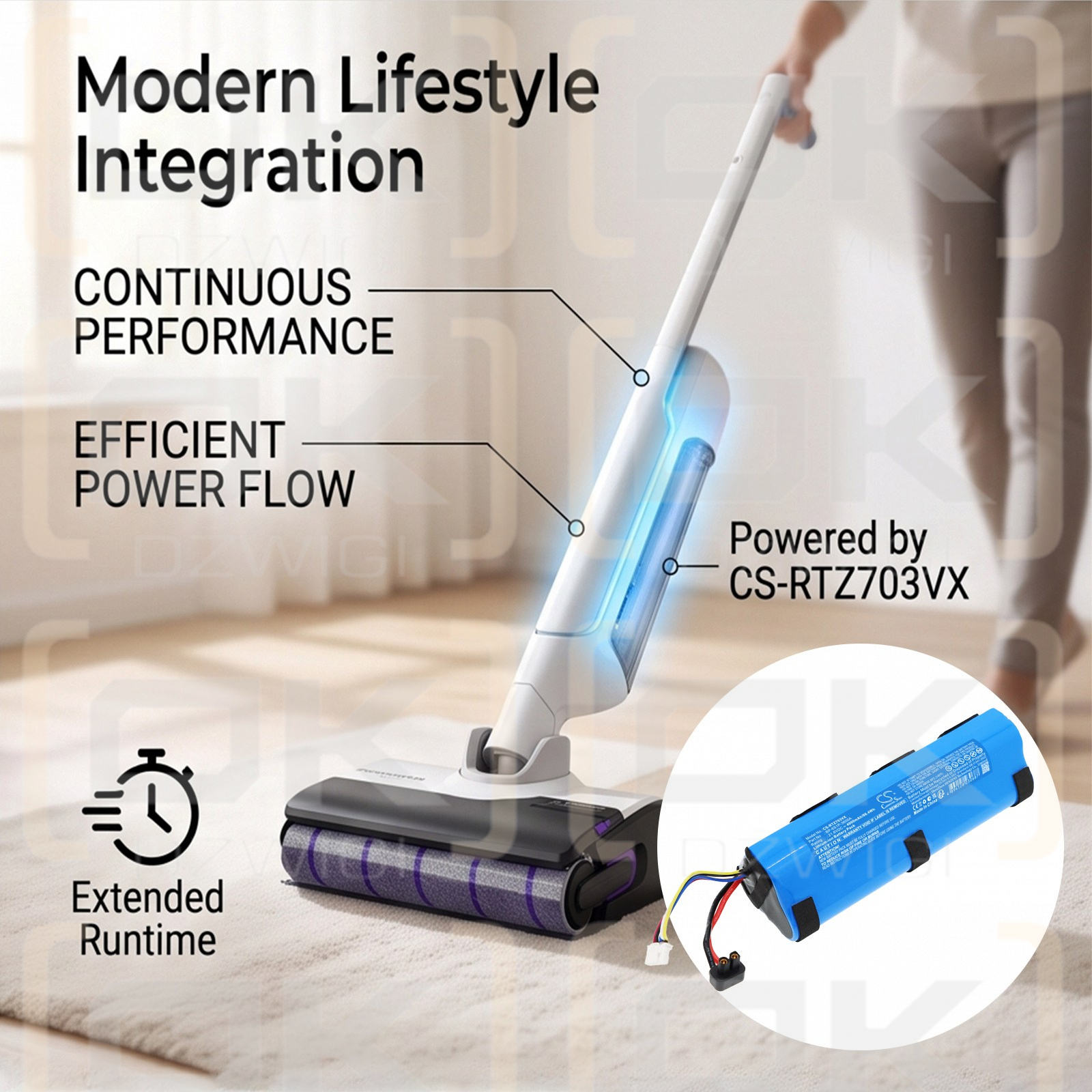 Bateria zamienna do Rowenta  X-Clean 10 /  BP-6S1P-3600A 4000 mAh Li-ion 21.6 V (Cameron Sino)