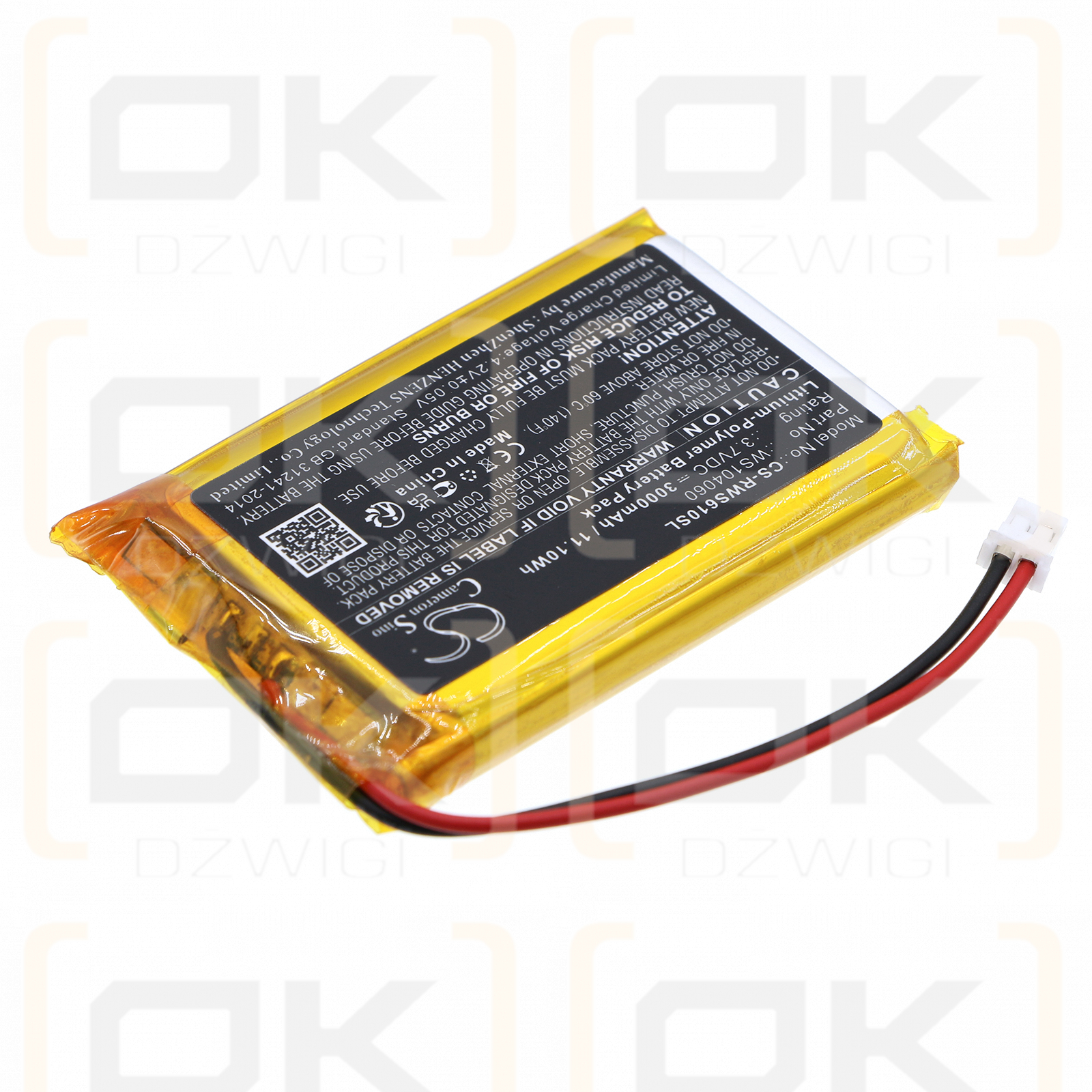 Raspberry SW6106 / WS104060 3000 mAh Li-Polymer 3,7 V (Cameron Sino)