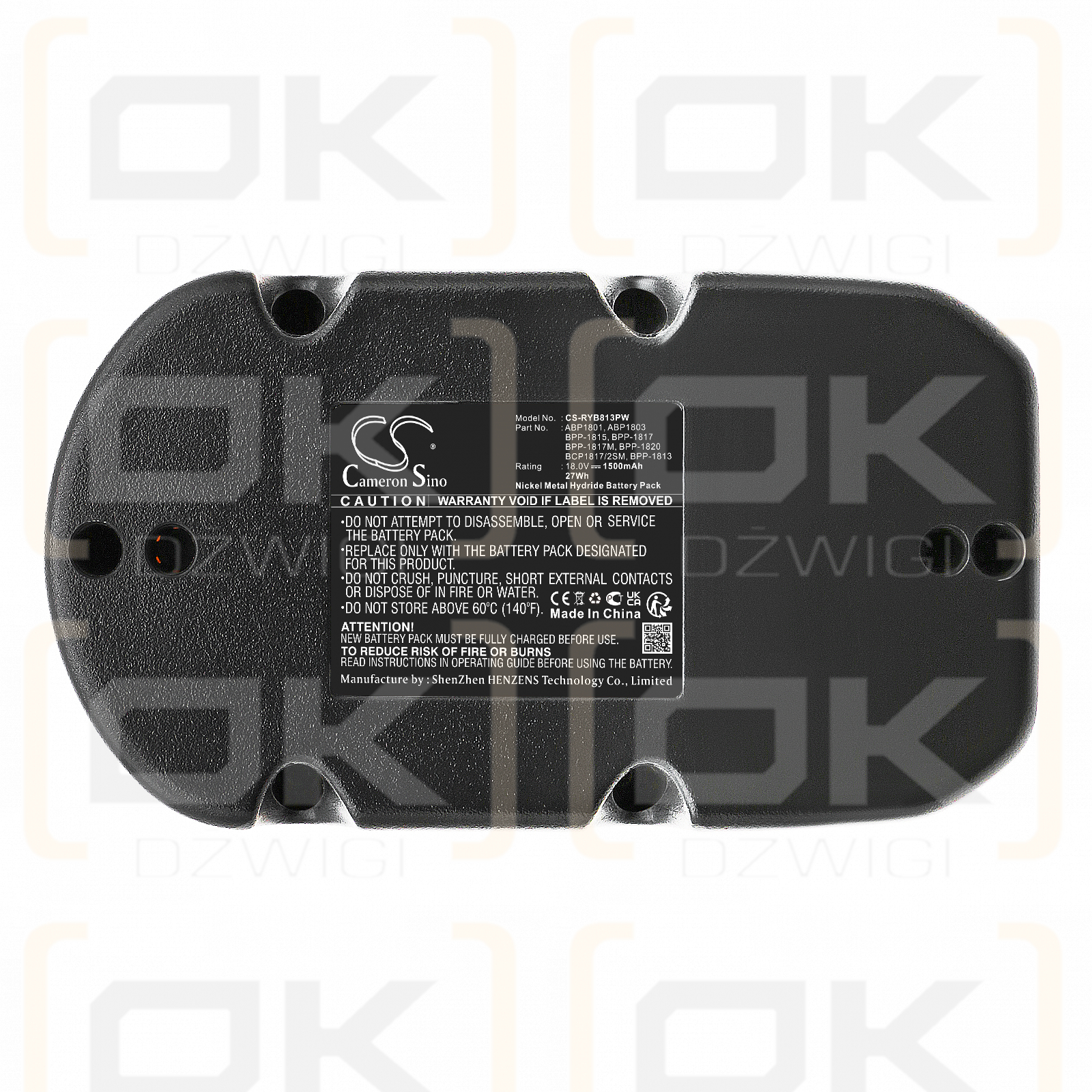 Ryobi P835 / ABP1801 1500 mAh Ni-MH 18,0 V (Cameron Sino)