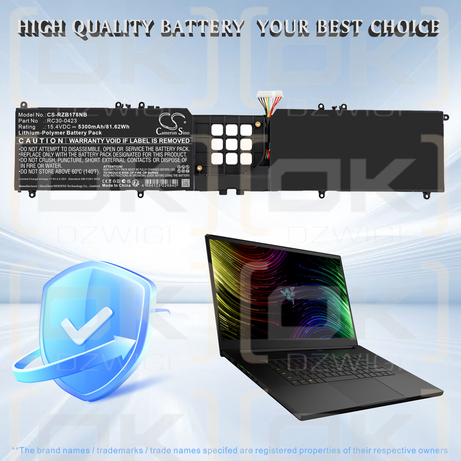 Razer Blade 17 RTX 3080 Ti / RC30-0423 5300 mAh Li-Polymer 15,4 V (Cameron Sino)