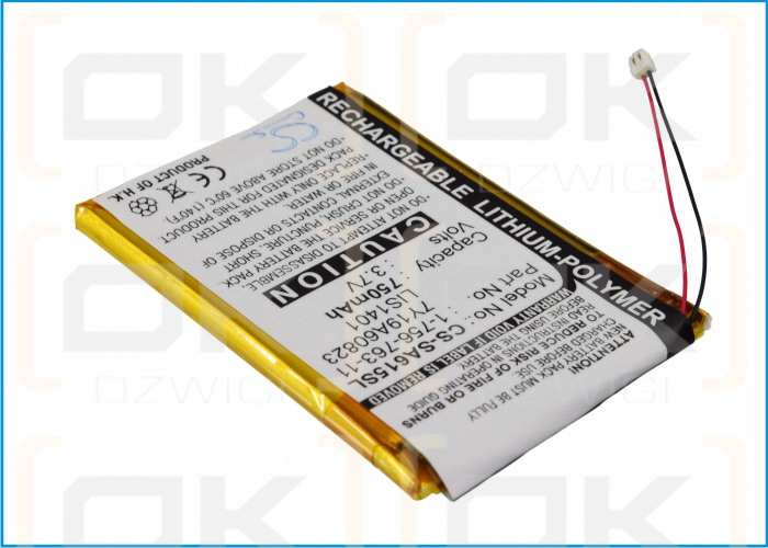 Sony NWZ-S638FRED / 1-756-763-11 750mAh Li-Polímero 3.7V (Cameron Sino)