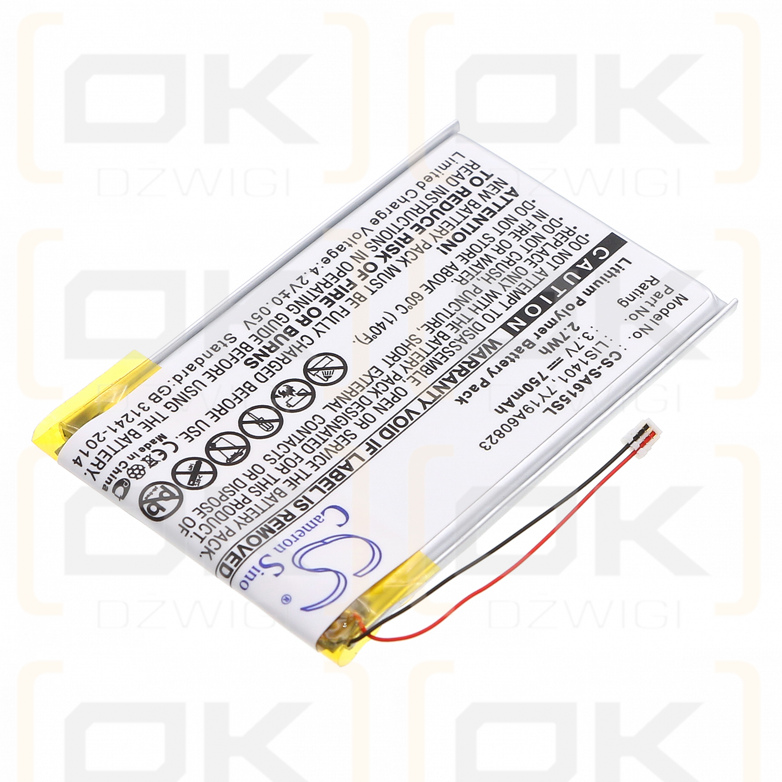 Sony NWZ-S638FRED / 1-756-763-11 750 mAh Li-Polymer 3,7 V (Cameron Sino)