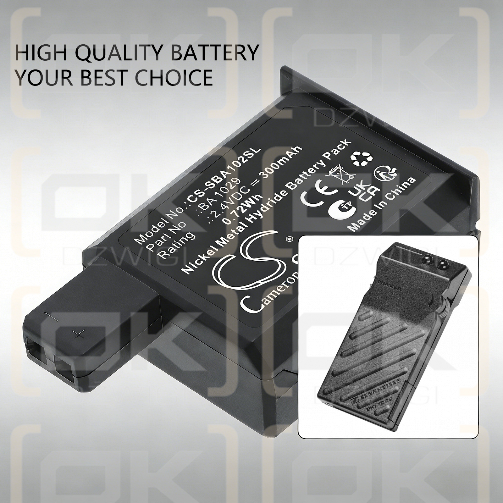 Receptor Sennheiser EKI 1029 / BA1029 300 mAh Ni-MH 2,4 V (Cameron Sino)