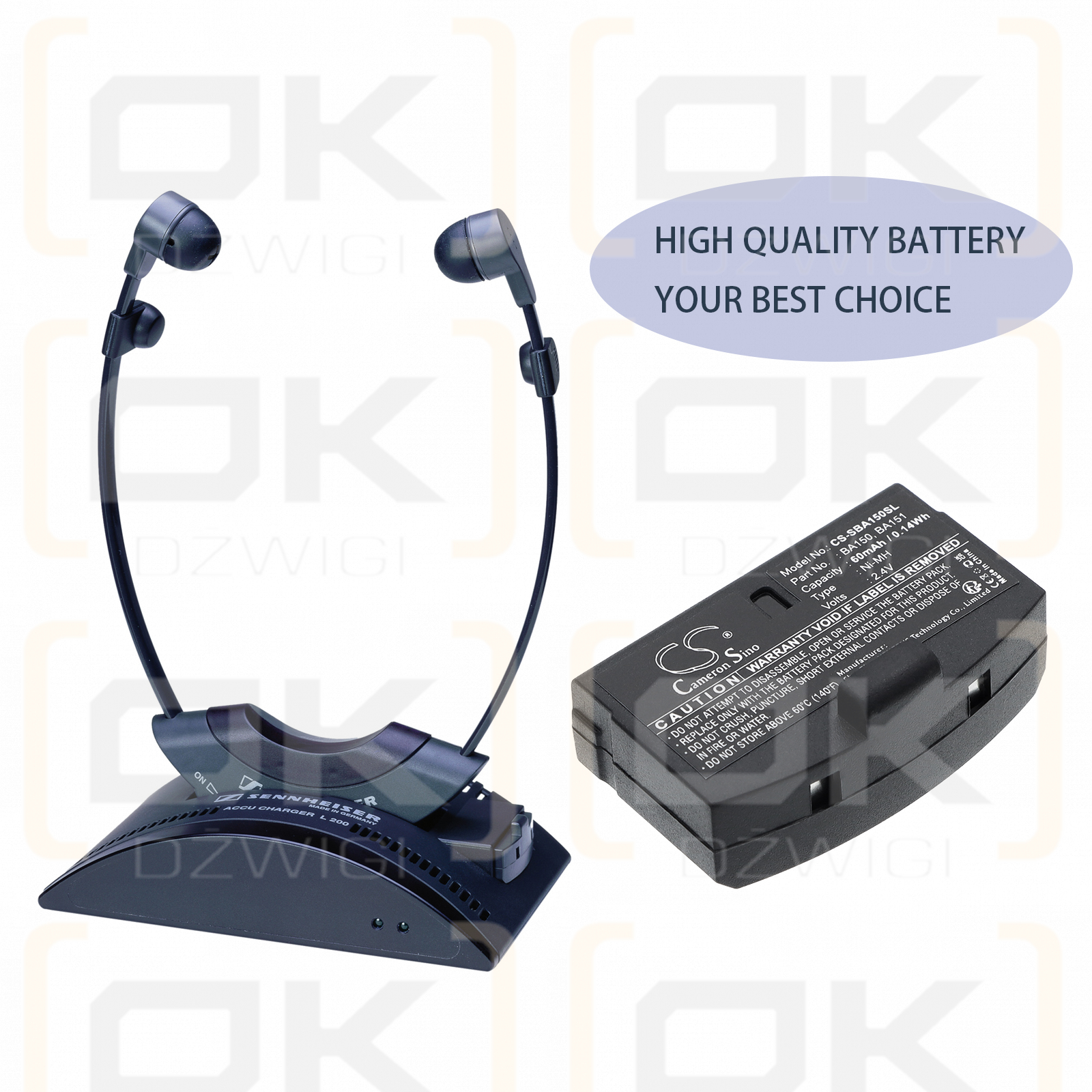 Sennheiser RR820 / BA150 60 mAh Ni-MH 2,4 V (Cameron Sino)