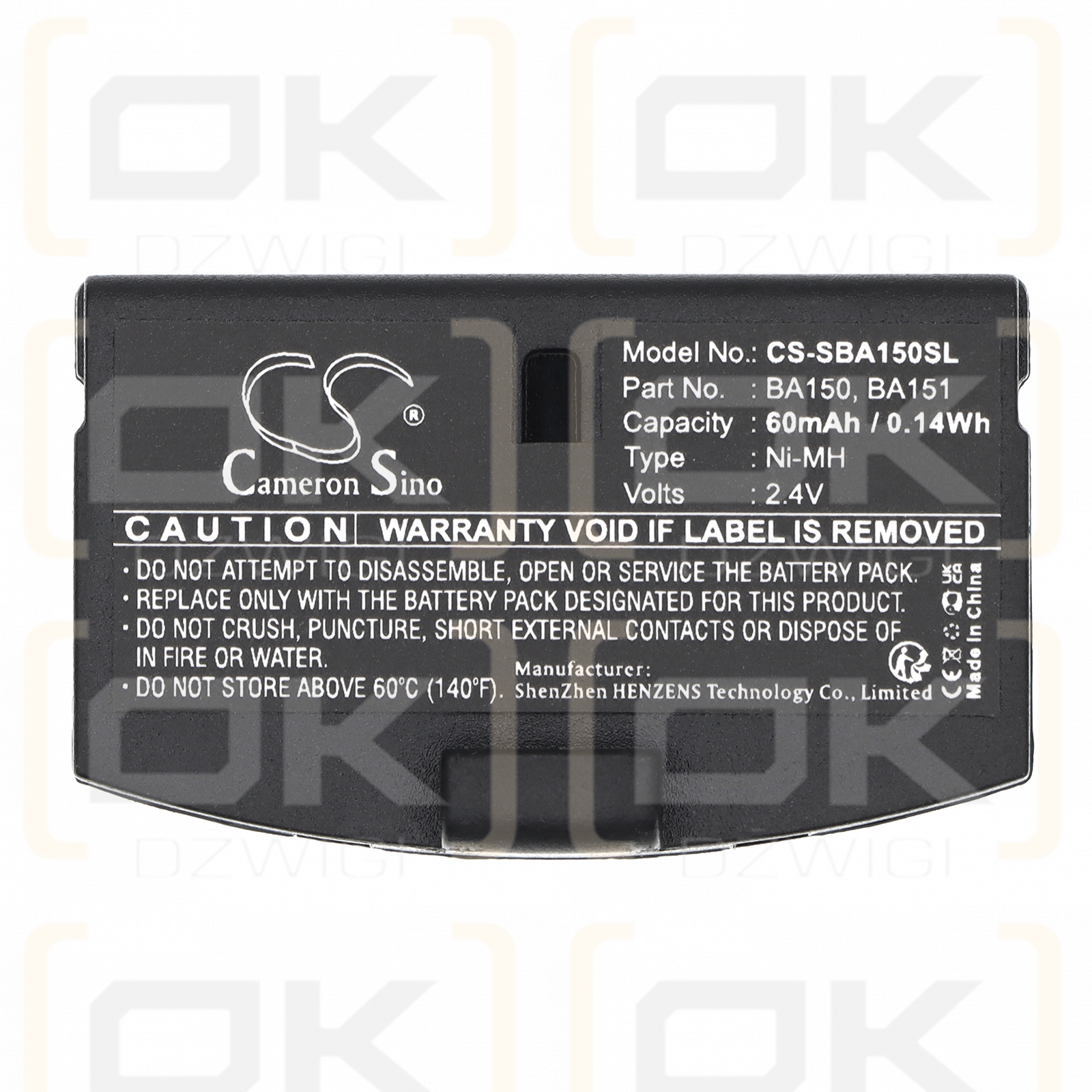 Sennheiser RR820 / BA150 60 mAh Ni-MH 2,4 V (Cameron Sino)