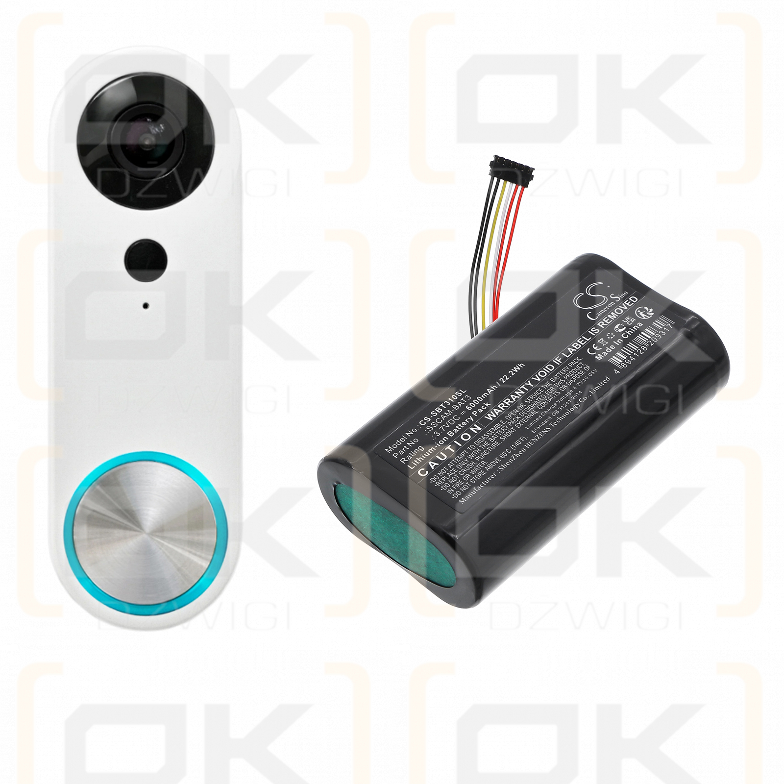 SimpliSafe SimpliSafe / SSCAM-BAT3 6000mAh Li-ion 3.7V (Cameron Sino)