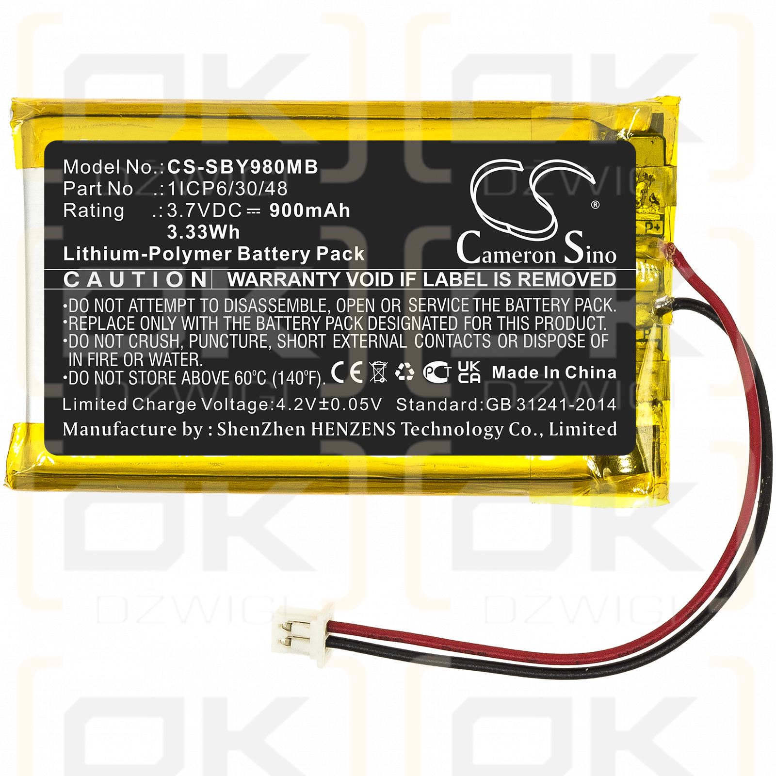 Sanitas SBY 98 / 1ICP6/30/48 900 mAh Li-Polymer 3,7 V (Cameron Sino)