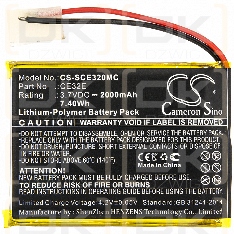 Safety Vision SV-PRIMAFACE32E / CE32E 2000mAh Li-Polímero 3.7V (Cameron Sino)