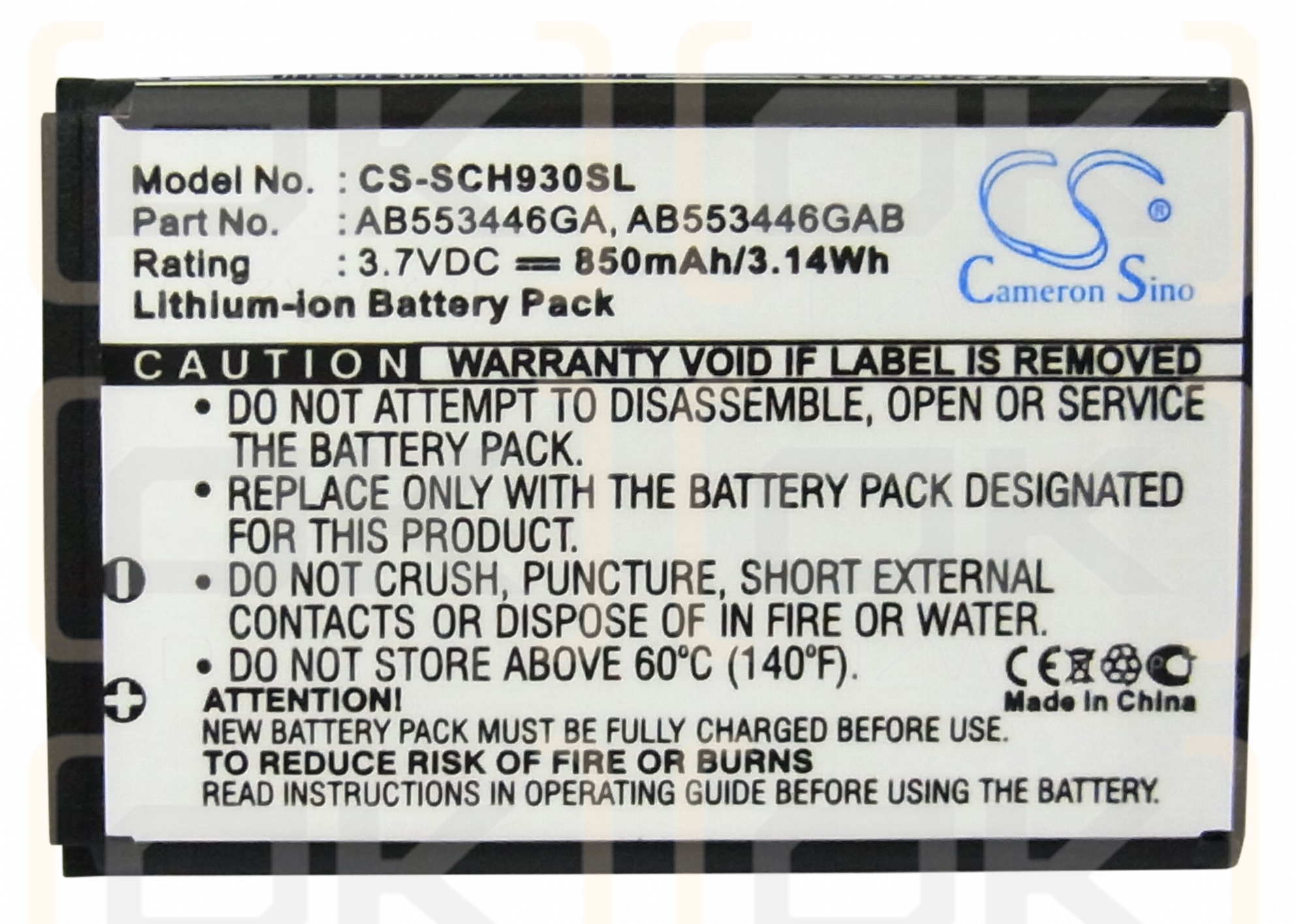 Samsung SCH-A870 / AB553446GABSTD 850mAh Li-ion 3.7V (Cameron Sino)