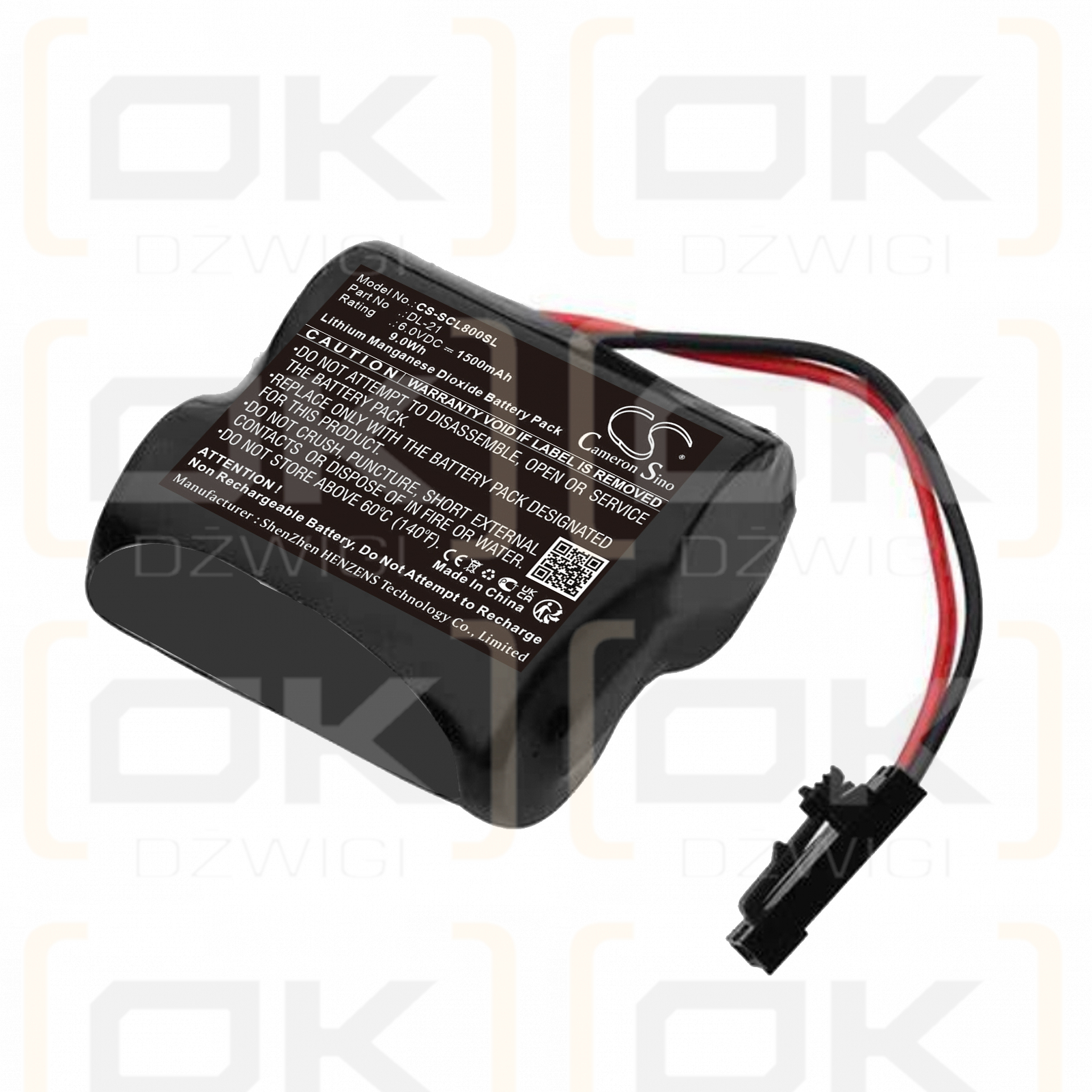 Saflok CL-08 / DL-21 1500mAh Li-MnO2 6.0V (Cameron Sino)