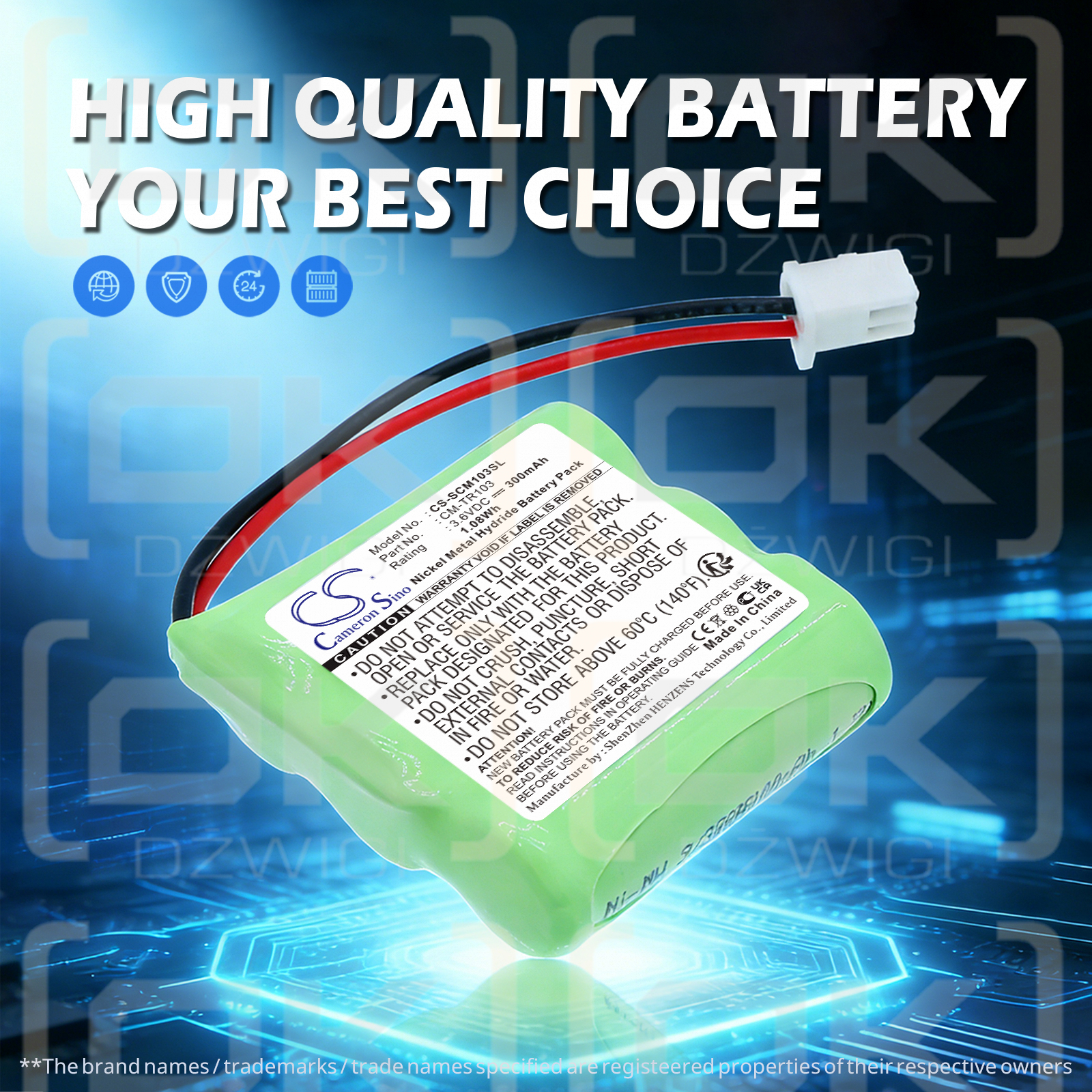 Tri-Tronics Flyway FPB9595 / CM-TR103 300 mAh Ni-MH 3,6 V (Cameron Sino)