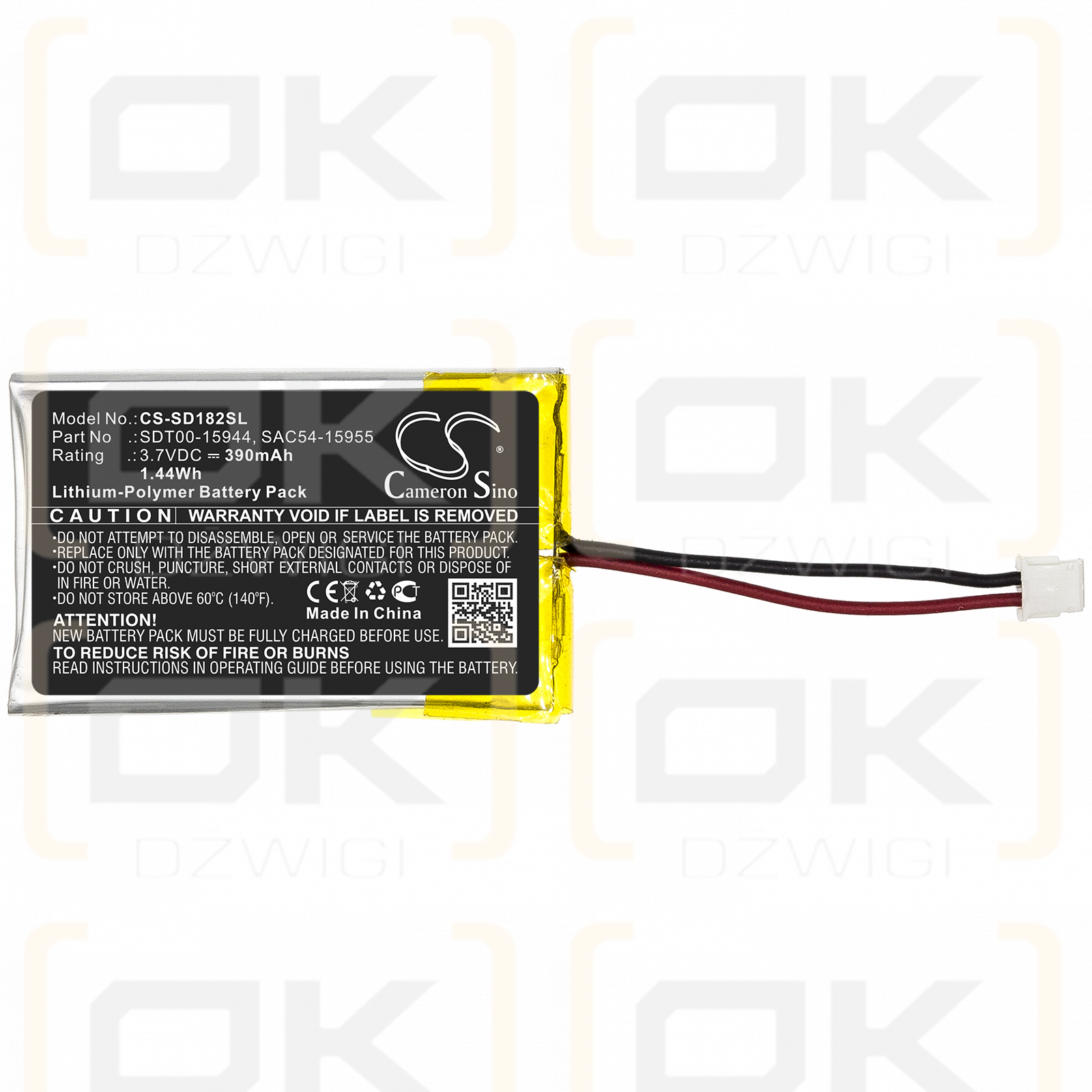 SportDog SD-3225 / SDT00-15944 390 mAh Li-Polymer 3,7 V (Cameron Sino)