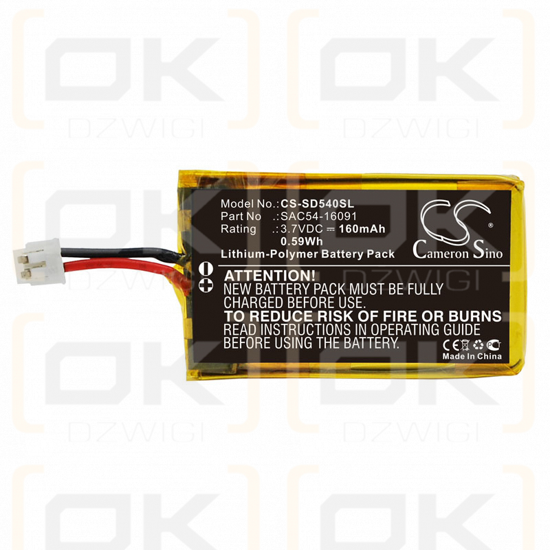 SportDog SBC-R SportDog Bellhalsband / SAC54-16091 160 mAh Li-Polymer 3,7 V (Cameron Sino)