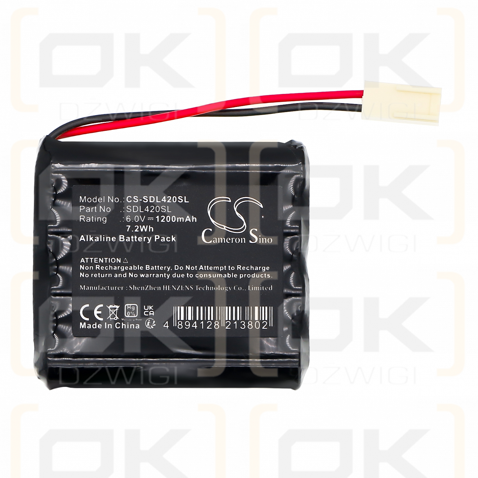 Generic 132 100556 / DL-42 1200mAh Alkaline 6.0V (Cameron Sino)