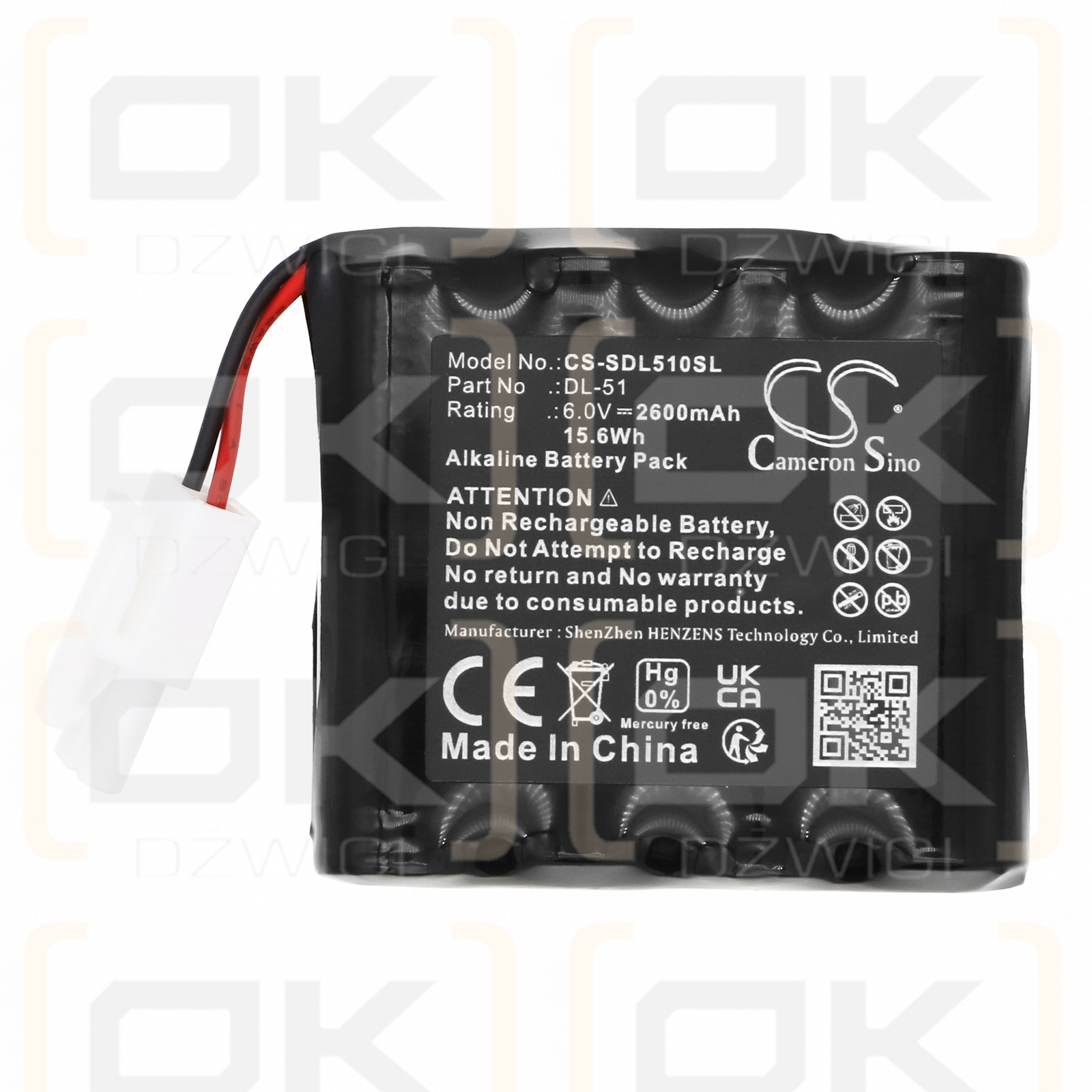 SAG Megalock / 3850000.020.000 2600mAh Alkaline 6.0V (Cameron Sino)