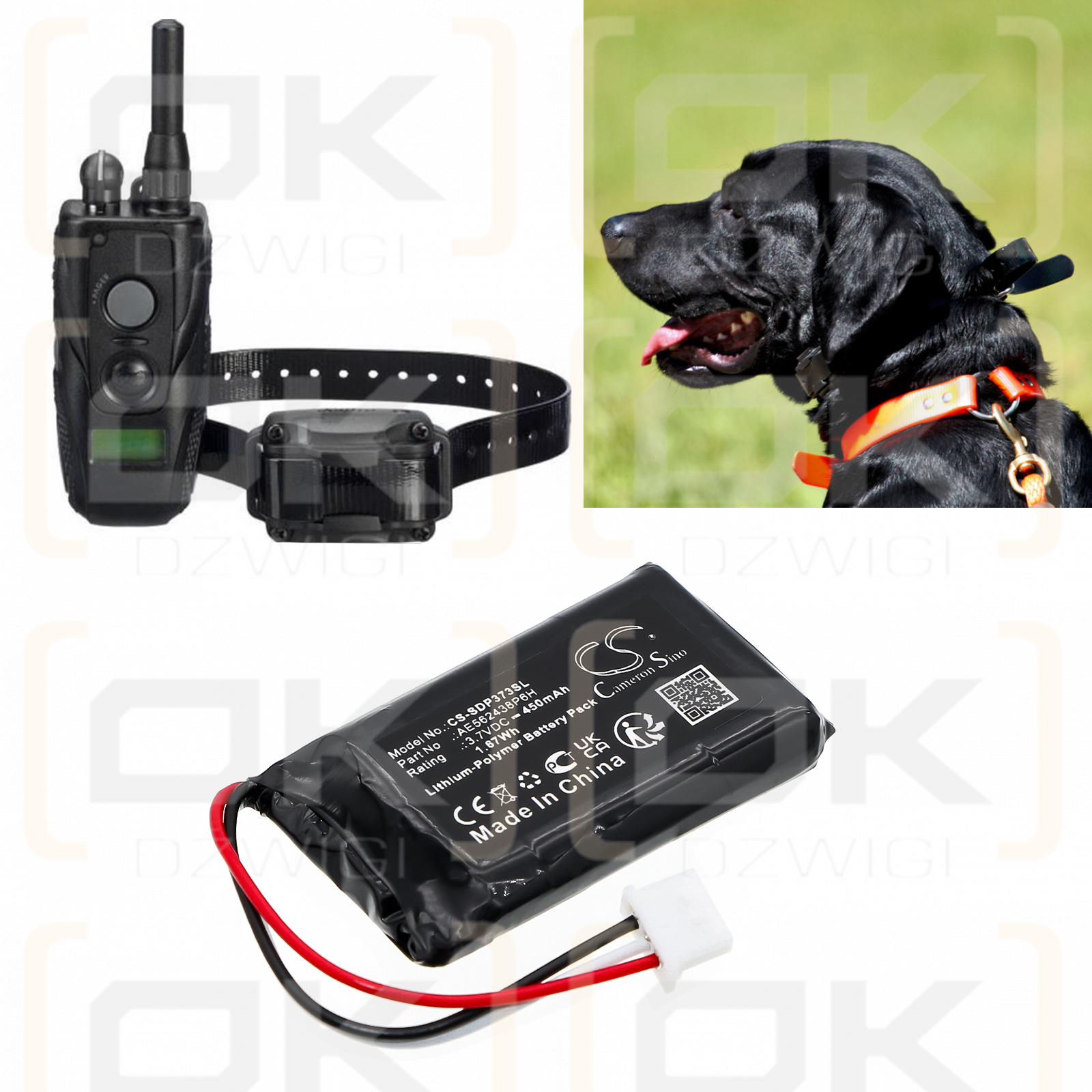 Dogtra Transmitter IQ / AE562438P6H 450mAh Li-Polymer 3.7V (Cameron Sino)