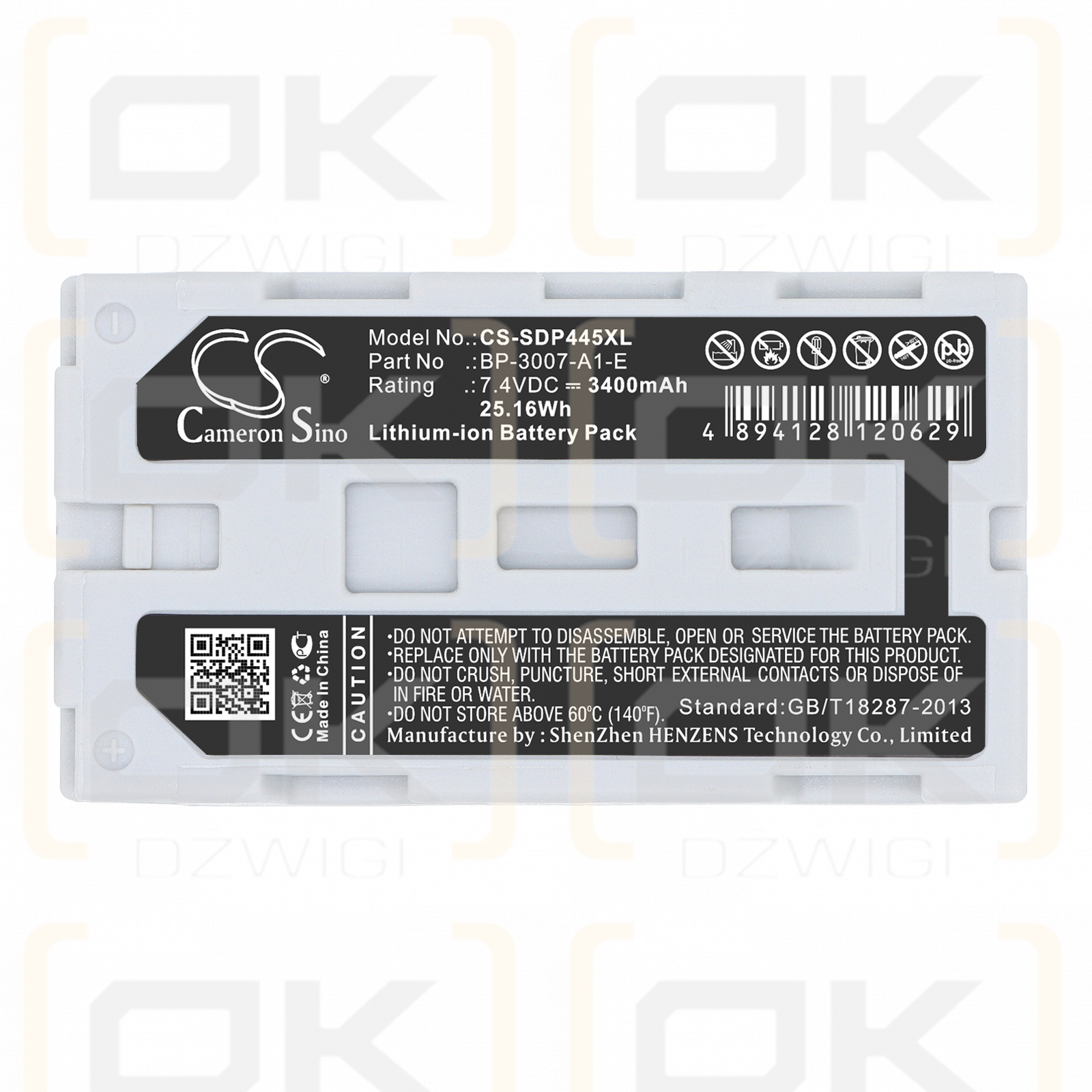 Seiko DPU-3445 / BP-3007-A1-E 3400 mAh Li-Ion 7,4 V (Cameron Sino)
