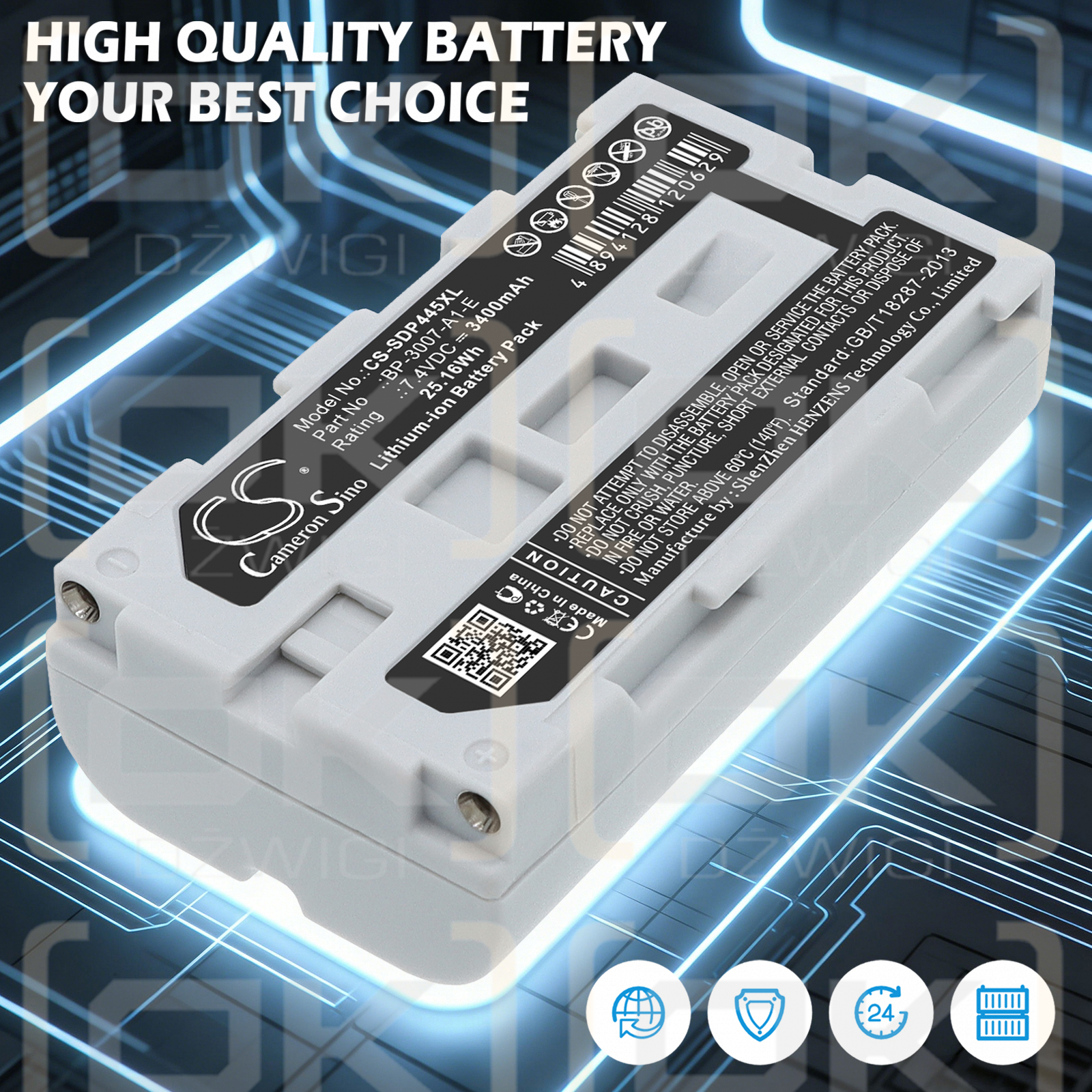 Seiko DPU-3445 / BP-3007-A1-E 3400 mAh Li-Ion 7,4 V (Cameron Sino)