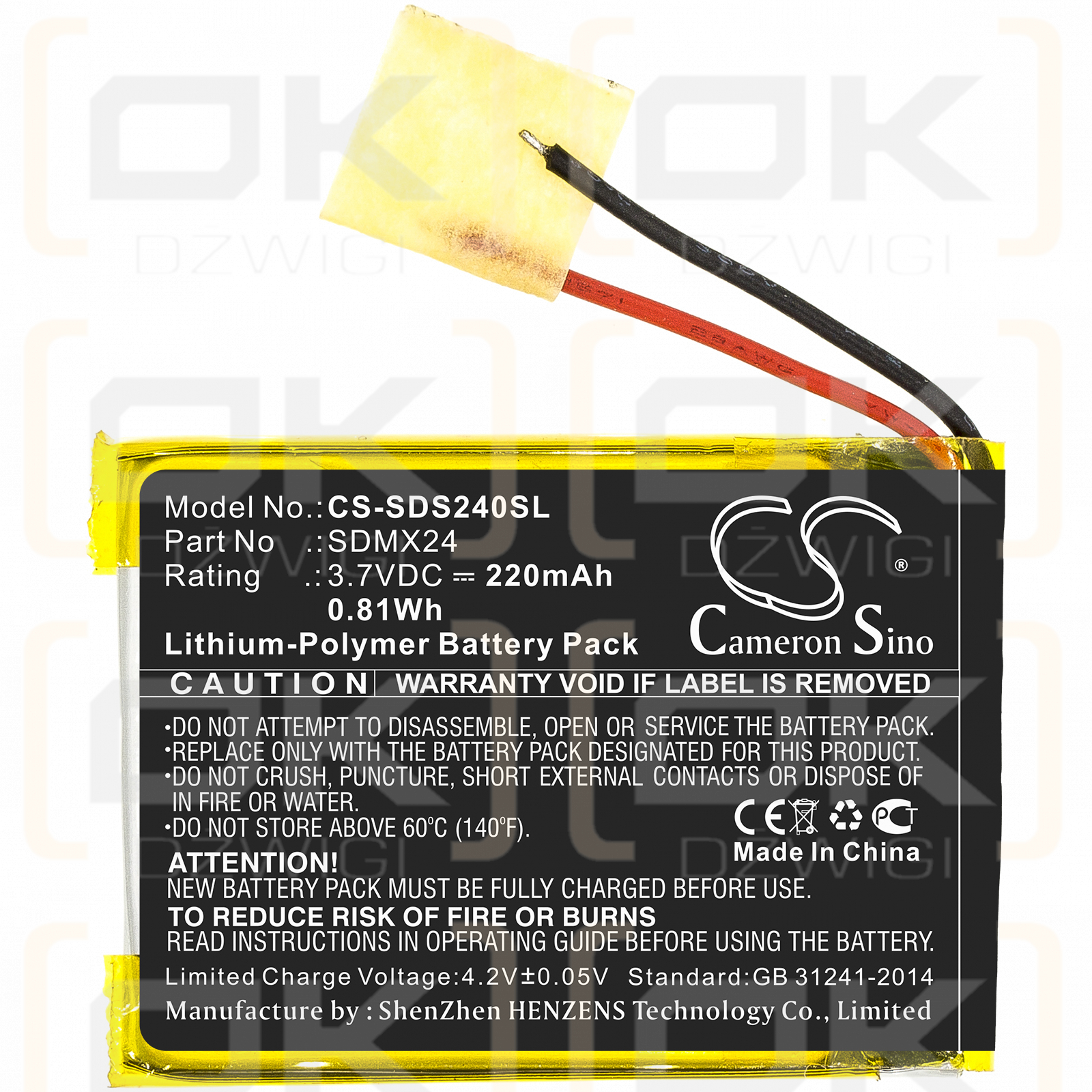 SanDisk Sansa Clip Sport / SDMX24 220mAh Li-polímero 3.7V (Cameron Sino)