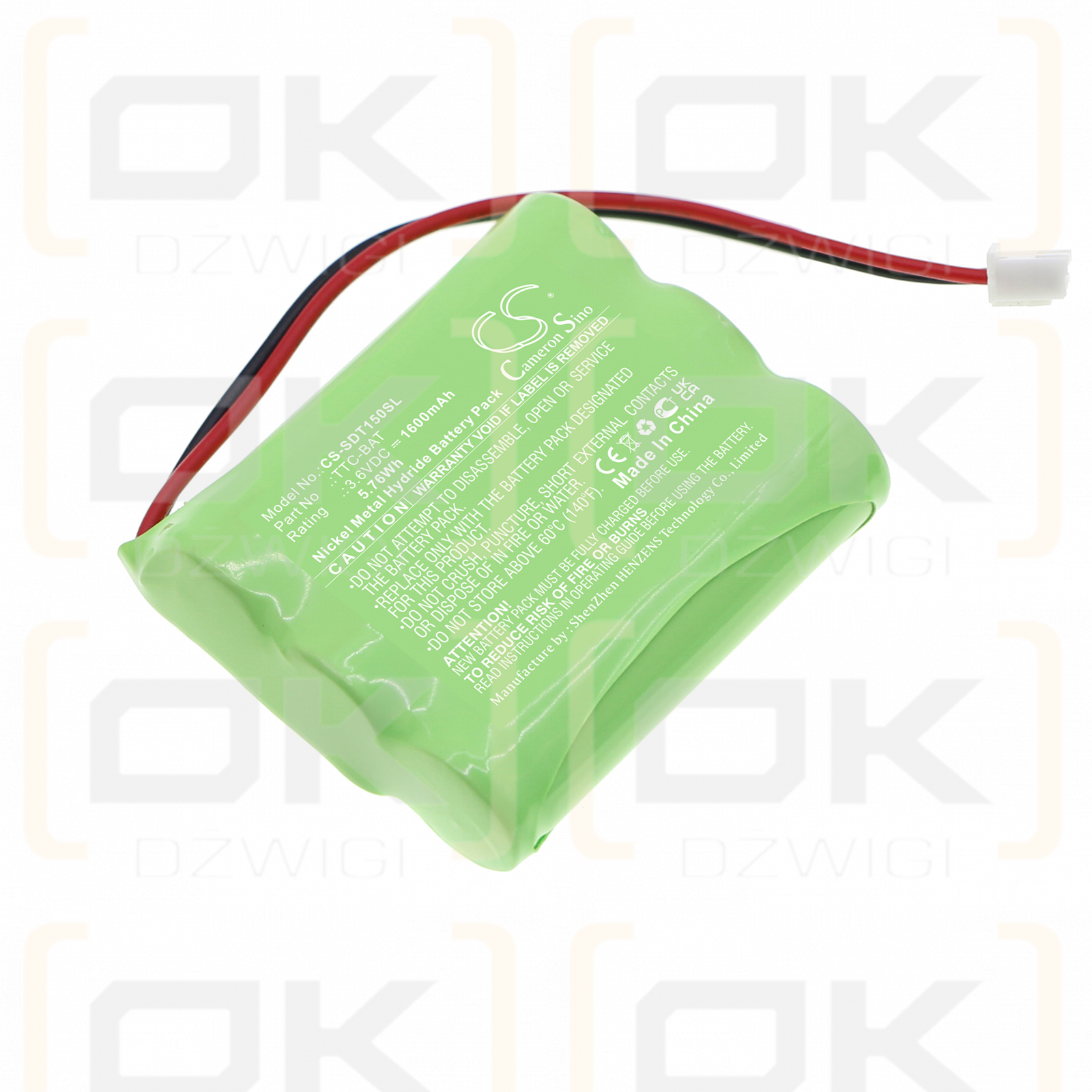 Shimpo TTC-1-5N / TTC-BAT 1600mAh Ni-MH 3.6V (Cameron Sino)