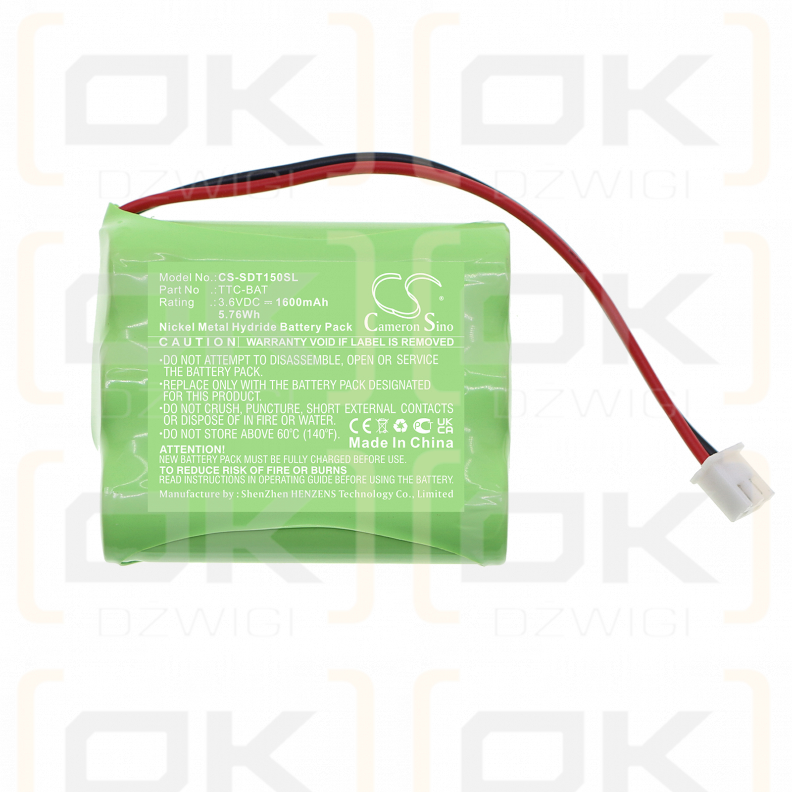 Shimpo TTC-1-5N / TTC-BAT 1600mAh Ni-MH 3.6V (Cameron Sino)