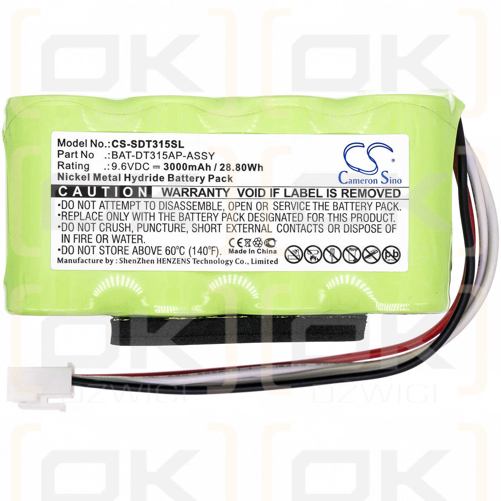 Shimpo DT-315A Stroboscope / BAT-DT315AP-ASSY 3000mAh Ni-MH 9.6V (Cameron Sino)