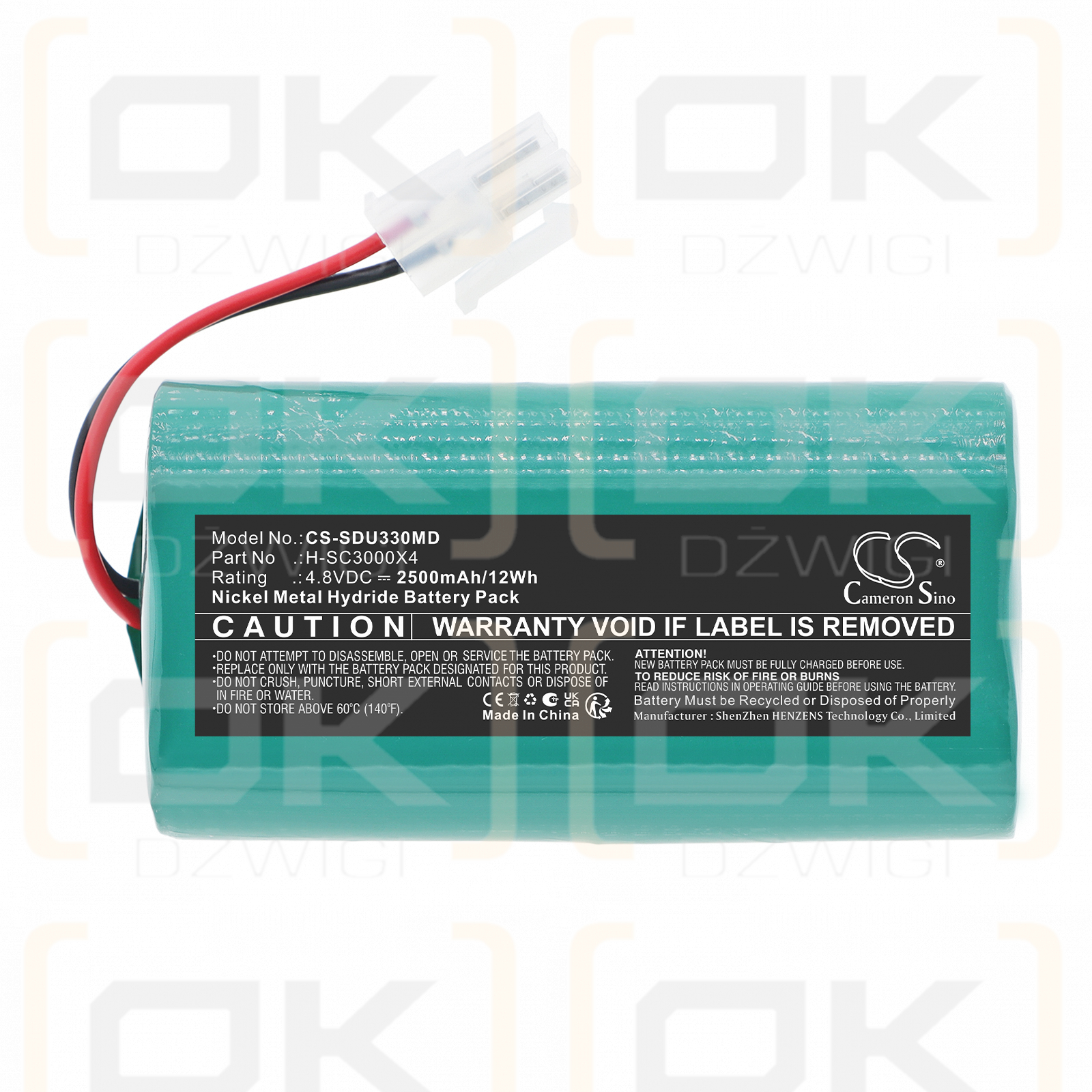 Сменный аккумулятор для Sanyo U33V / H-SC3000X4 2500mAh Ni-MH 4.8V (Cameron Sino)