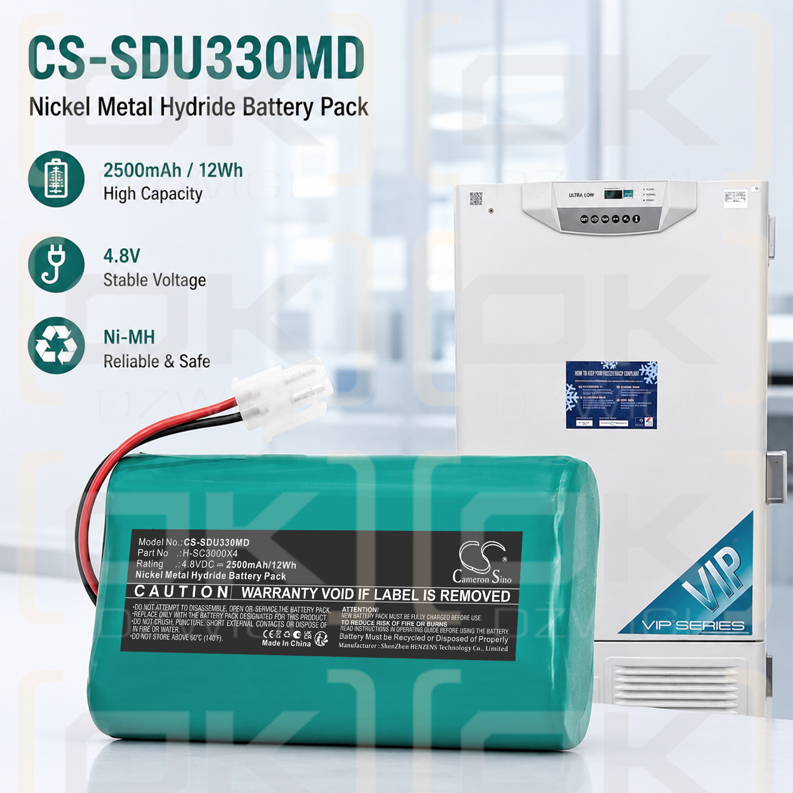 Сменный аккумулятор для Sanyo U33V / H-SC3000X4 2500mAh Ni-MH 4.8V (Cameron Sino)
