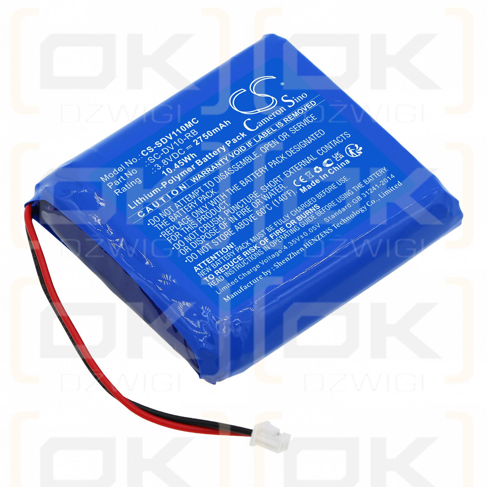 PatrolEyes PE-DV1-XL / SC-DV10-RB 2750mAh Li-Polymer 3.8V (Cameron Sino)